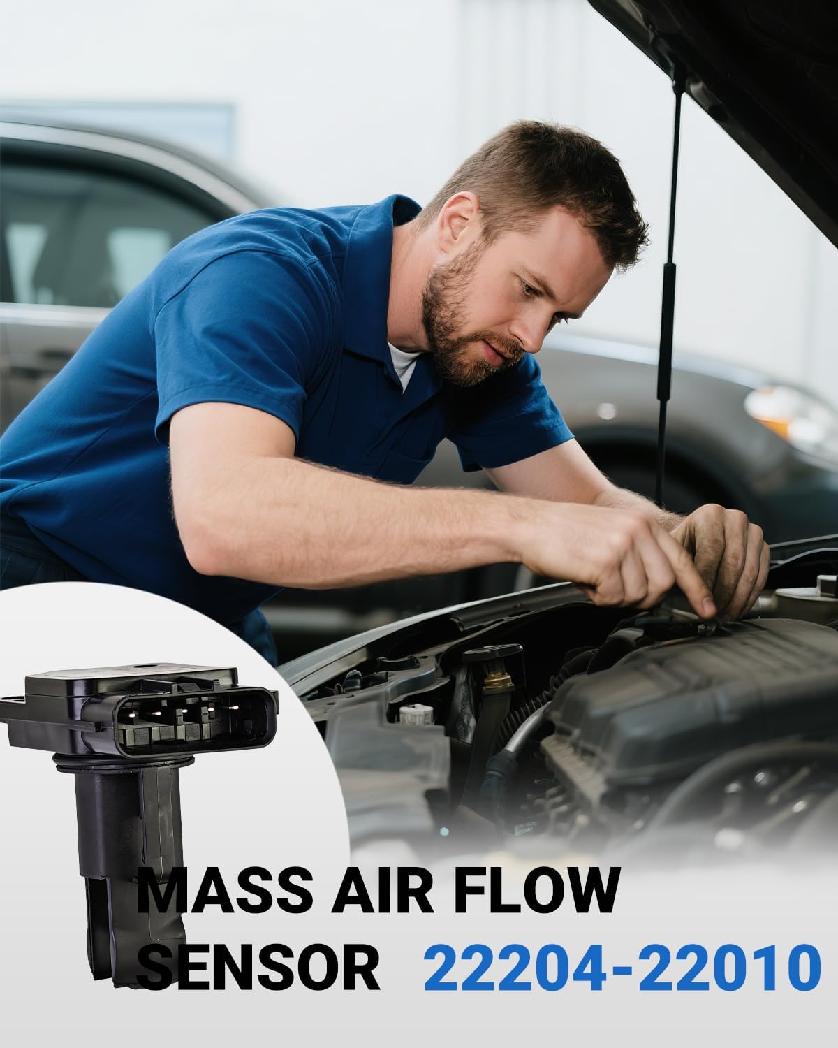 Mass Air Flow Sensor MAF Sensor 22204-22010 Compatible for Toyota Corolla Camry RAV4 Prius Highlander Matrix Yaris Avalon Tacoma 4Runner Sienna Echo FJ Celica MR2 Tundra, Lexus RX300 RX330 RX400h