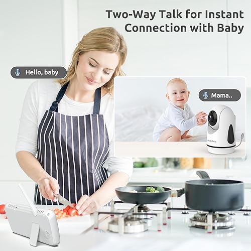 Miniatura 5 de HelloBaby Monitor de video para bebés con pantalla grande IPS mejorada de 6 pulgadas, pantalla dividida con 2 cámaras, visión nocturna y monitoreo