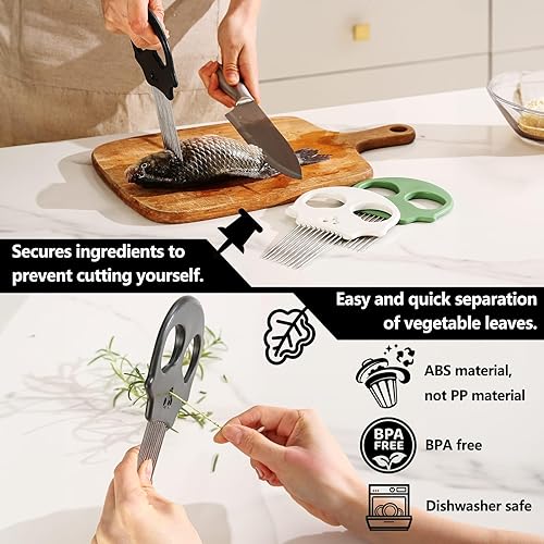 Miniatura 4 de Cortador de cebolla de acero inoxidable - Cortador de verduras multifunción y pelador de hierbas para aguacates, huevos, tomates, papas (verde)