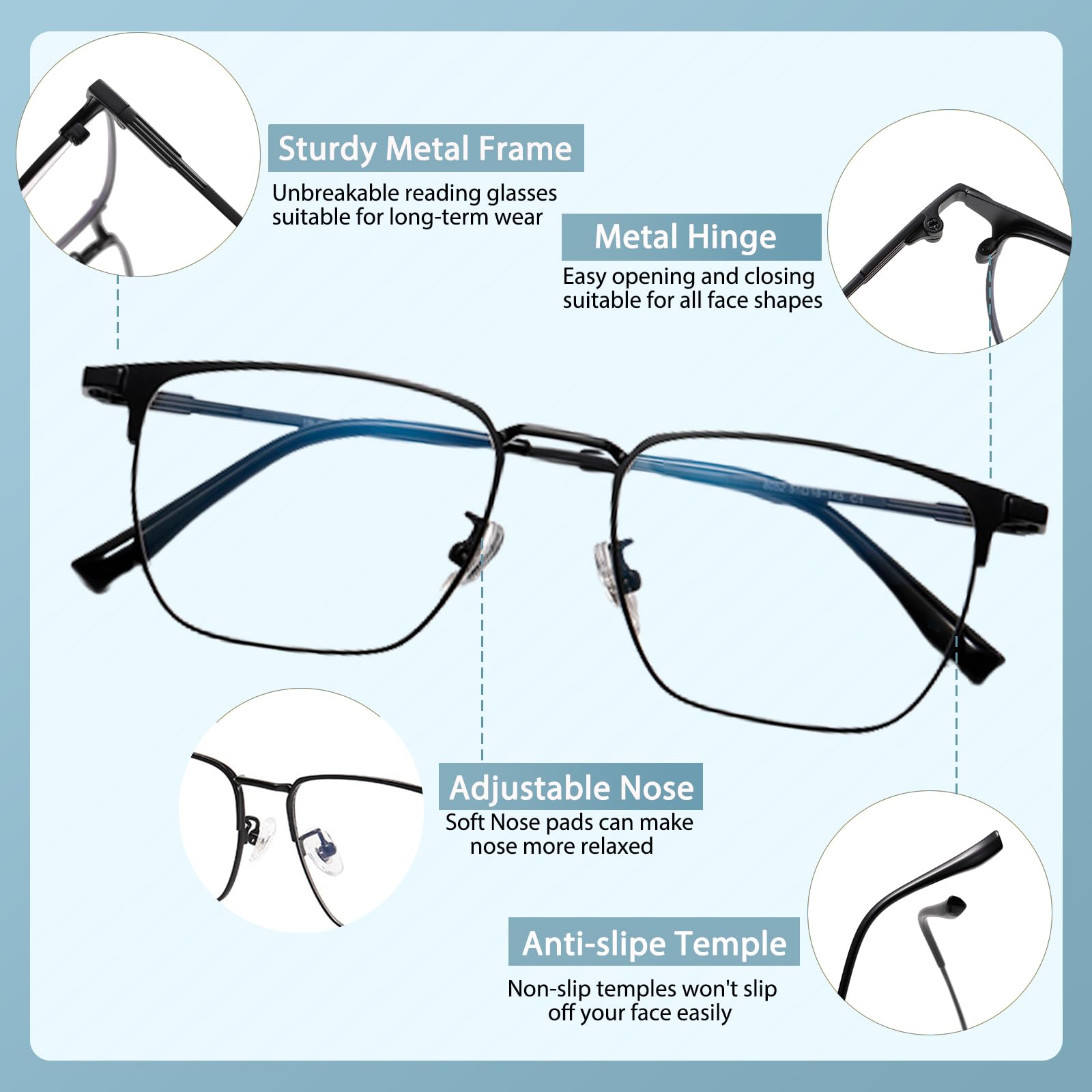 Lesebrille, photochromatisch, progressiv, multifokal, für Herren, Anti-Blue-Licht, Transition Reader, Multifokal-Sonnenbrille, Klar, 2