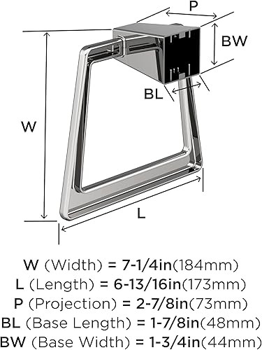Miniatura 6 de Amerock BH3600226  Toallero cromado  Toallero de 6-1316 pulgadas (6.811 in) de longitud  Blackrock  Toallero de mano para pared de baño  Soporte