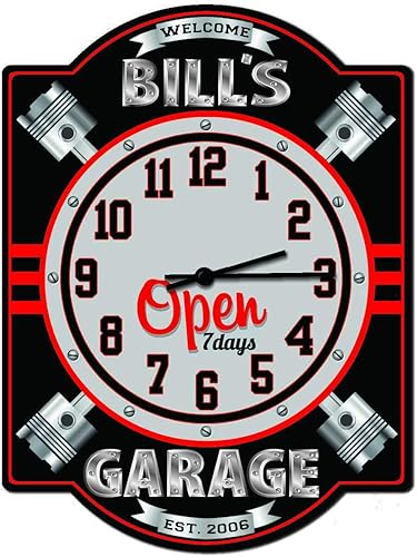 Reloj de pared de pistóntaller de reparación, Taller de mecánico