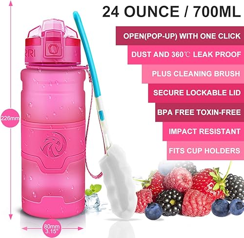Miniatura 126 de Botella de agua deportiva Zorri, 13.5, 17, 23.6 onzas, sin BPA, a prueba de fugas, ligera, para exteriores, campamento, ciclismo, fitness, gimnasio