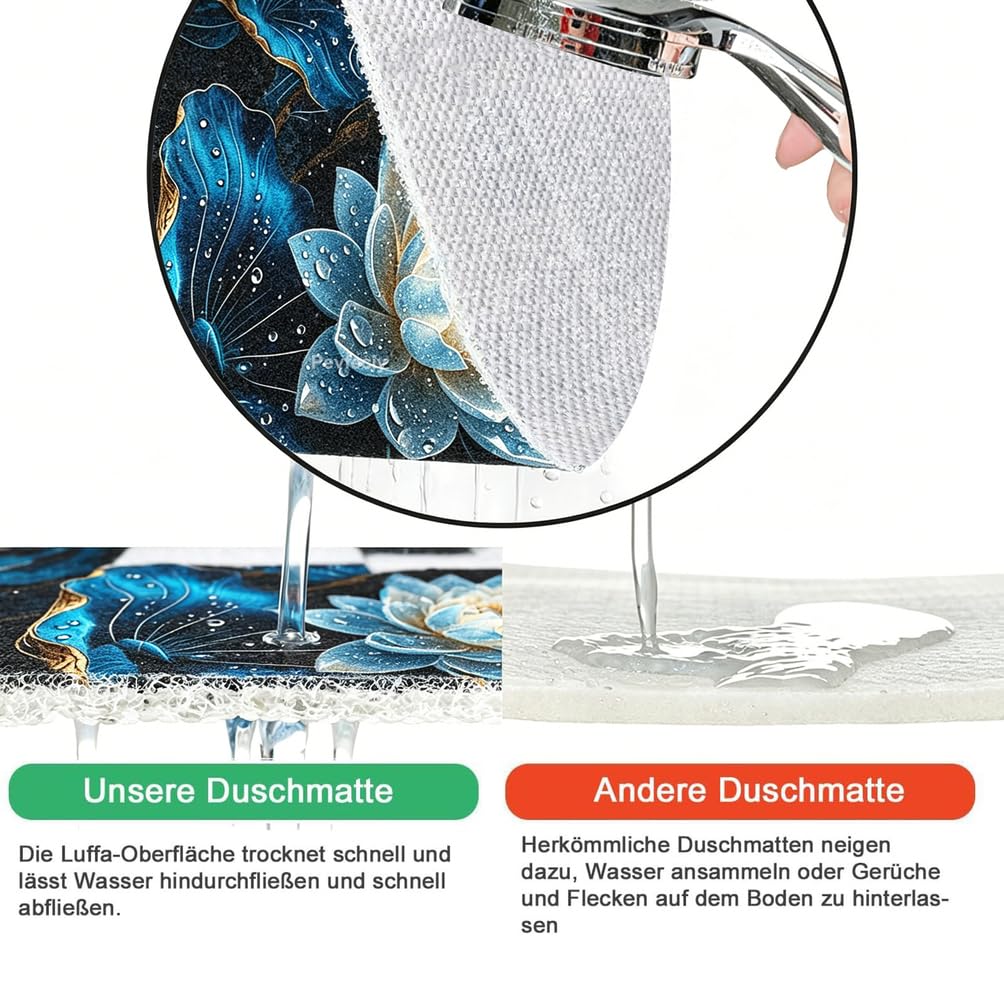 Pevfeciy Tapis de Douche antidérapant 75X75 cm Tapis antidérapant Douche de Motif de Lotus en PVC Doux et avec Trous de Drainage Haute perméabilité à l'eau adapté aux Zones humides