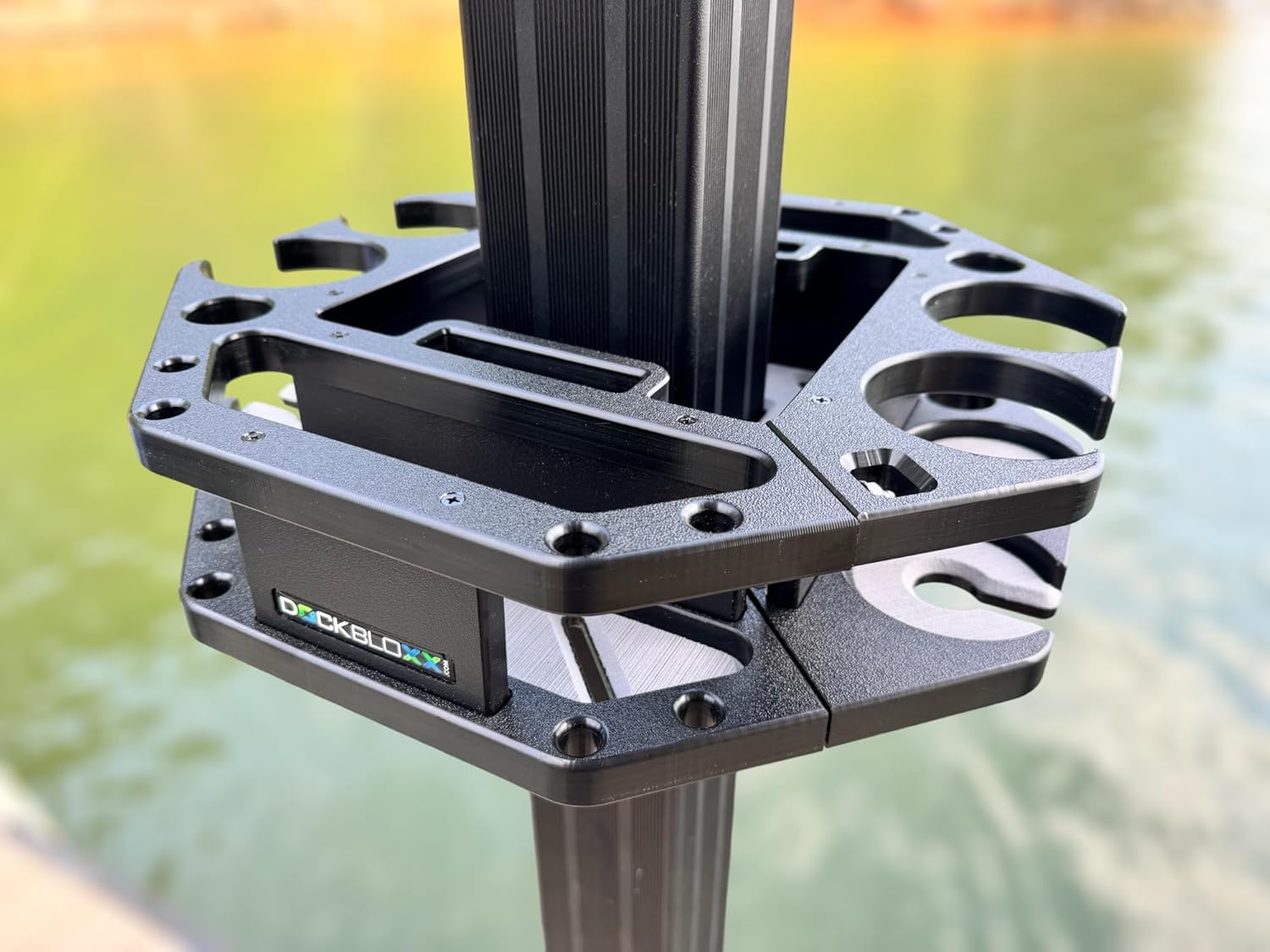 Dock Mounted All-In-One Caddie Organizer- No Drill Easy Install - Heavy Duty, UV & Rust Resistant - Made in USA - Fits a 2.5" Square Post