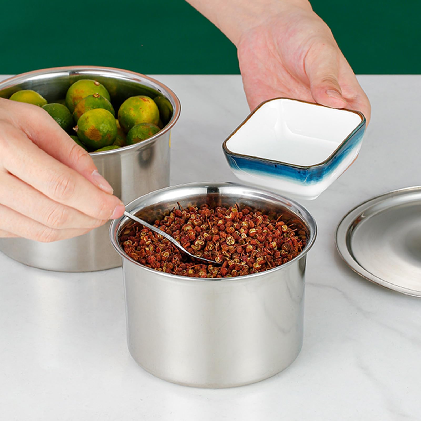 Elagel 12 Pots à Épices Carrés Avec Saupoudreur - 120 ML - Couvercle à