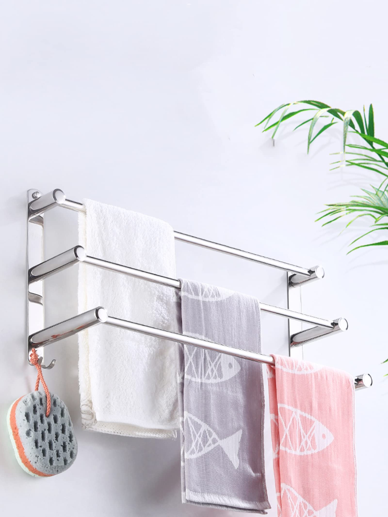 Porte-serviettes mural 60 cm à 3 barres pour salle de bain et hôtel