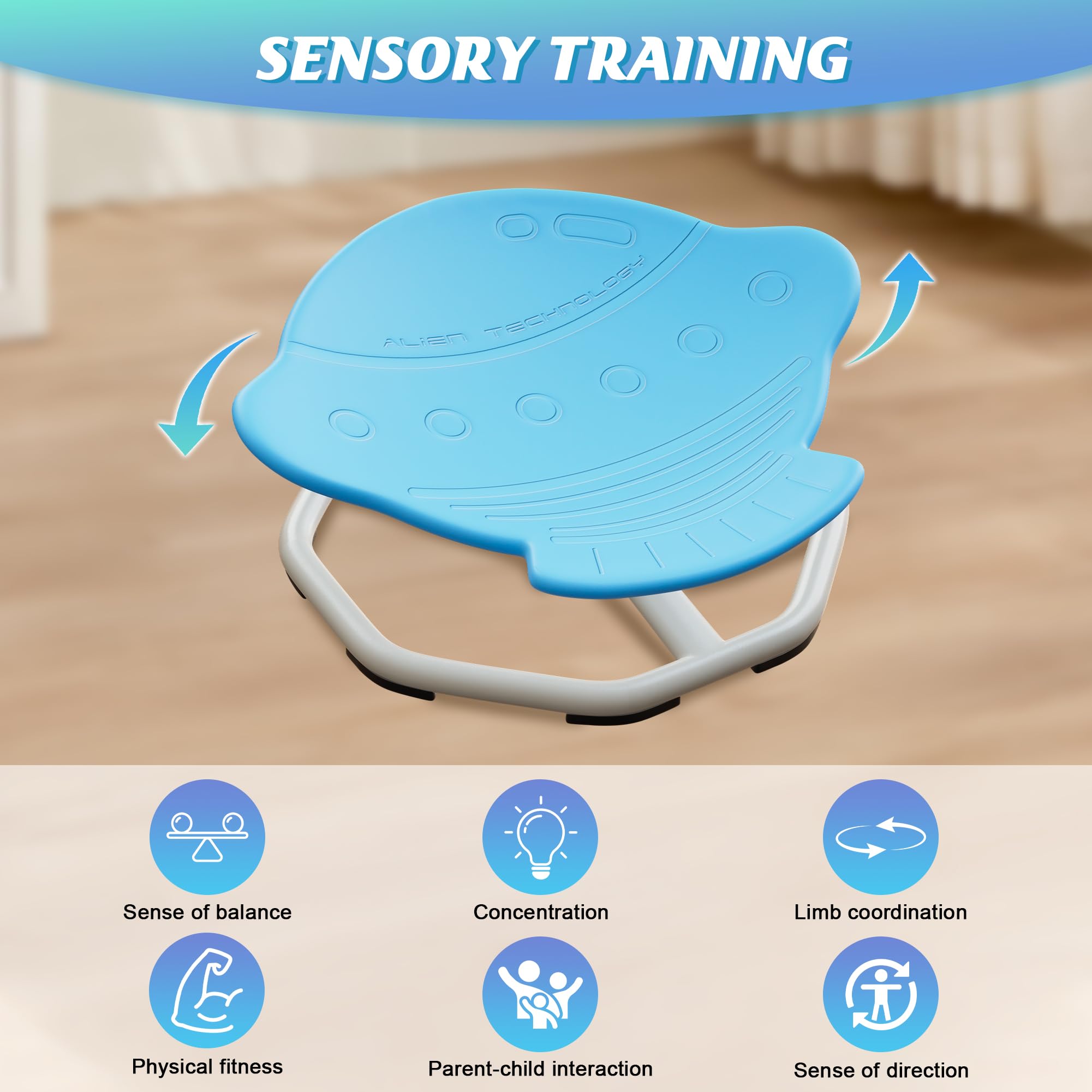 Sedia Girevole Sensoriale per Bambini, Sensory Spinning Chair, Rotante a 360°, Girevole Giochi Sensoriali Autismo, Coordinazione Fisica ed Equilibrio