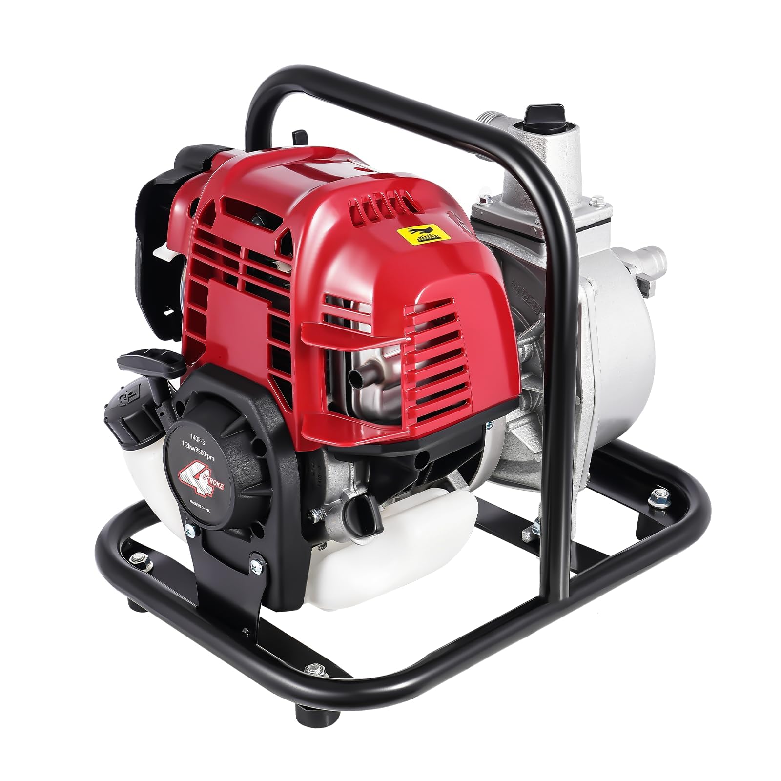Bomba de Agua de Gasolina Estabeter, 4 Tiempos, 38 cc, 1200 W, Negro y Rojo, Moderno, Aleación de Aluminio, Hierro, ABS, Bomba de Motor de Gasolina, Portátil para Jardín