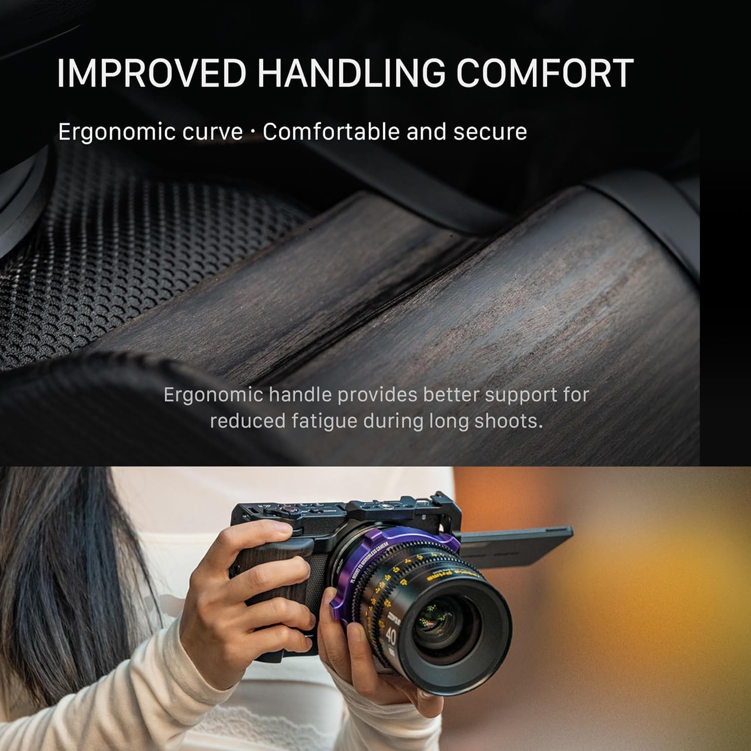 Tilta Camera Cage Base Kit Compatible with Nikon ZR | Modular Design | Features Xeno Top Handle, Cable Clamp, Cold Shoe Receiver | 1/4"-20 and 3/8"-16 Mounting Points | Black