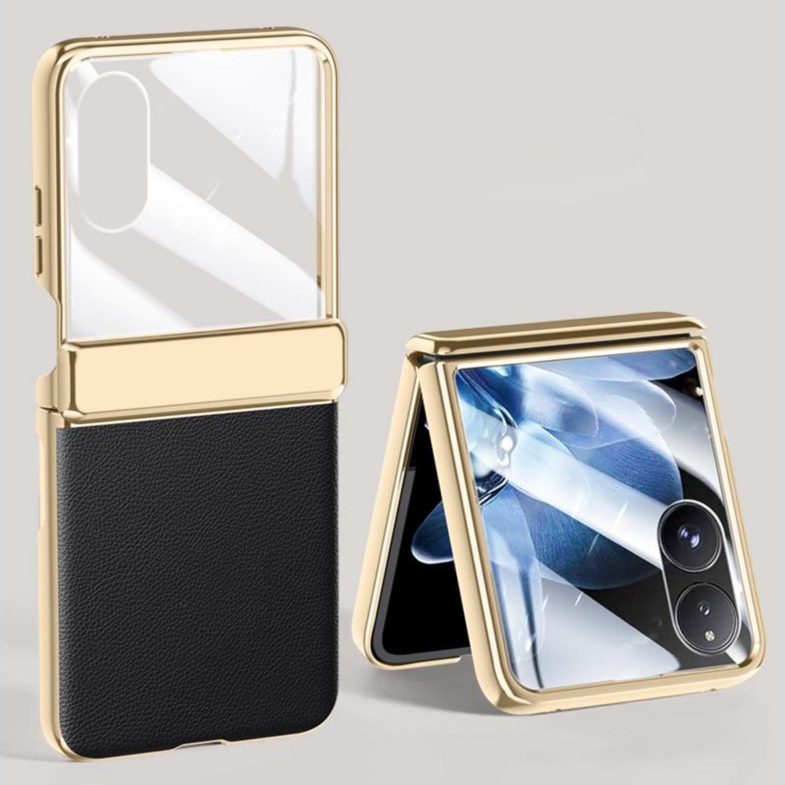 für Mix Flip Handyhülle Rückwand Folie Magnetic Hinge,Leder Bumper Case Slim Cover für Xiaomi Mix Flip(1)