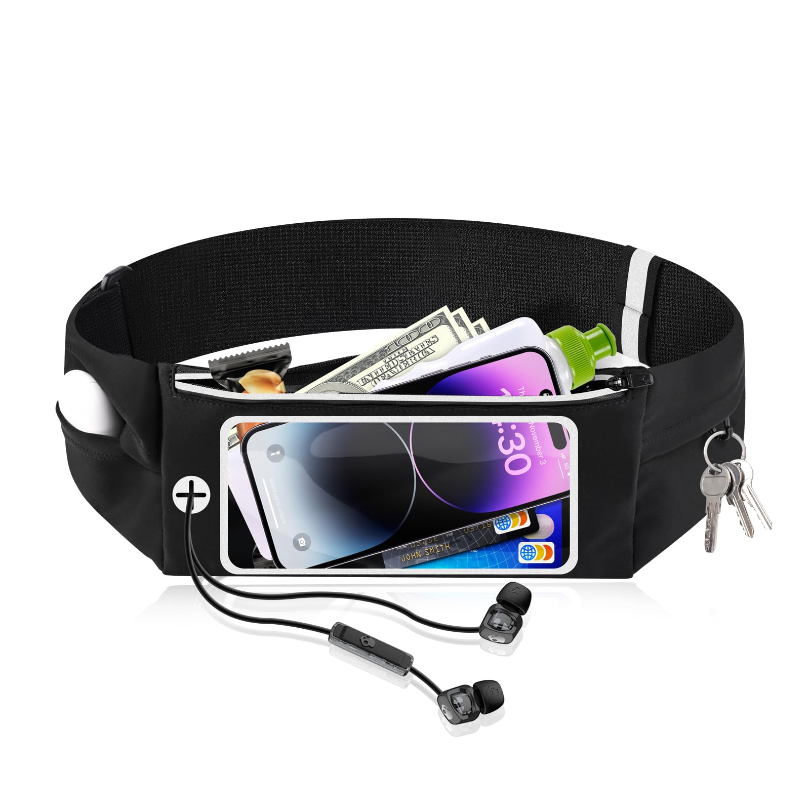 Razobws Laufgürtel Handy, Handytasche Joggen mit Verstellbarem Gummiband Running Belt für Laufen Sport Fitness Laufgurt Joggen für Handy unter iPhone Samsung mit 6,8 Zoll Touchscreen