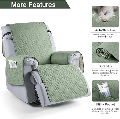 Miniatura 101 de TAOCOCO Funda para silla reclinable 100% impermeable, fundas antideslizantes para silla reclinable con bolsillo, protector de muebles lavable