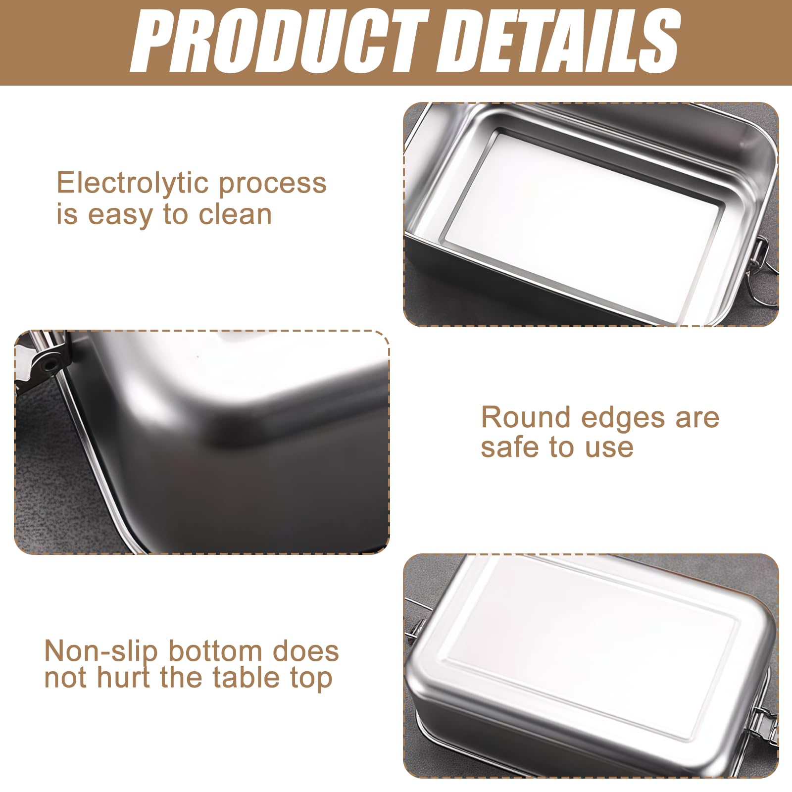 Contenitori Pranzo Acciaio Inox LEKEFETO - Set 2 Pezzi Da 850 Ml E 1400 Ml Con Divisorio Set Scatole Pranzo Adulti Bambini