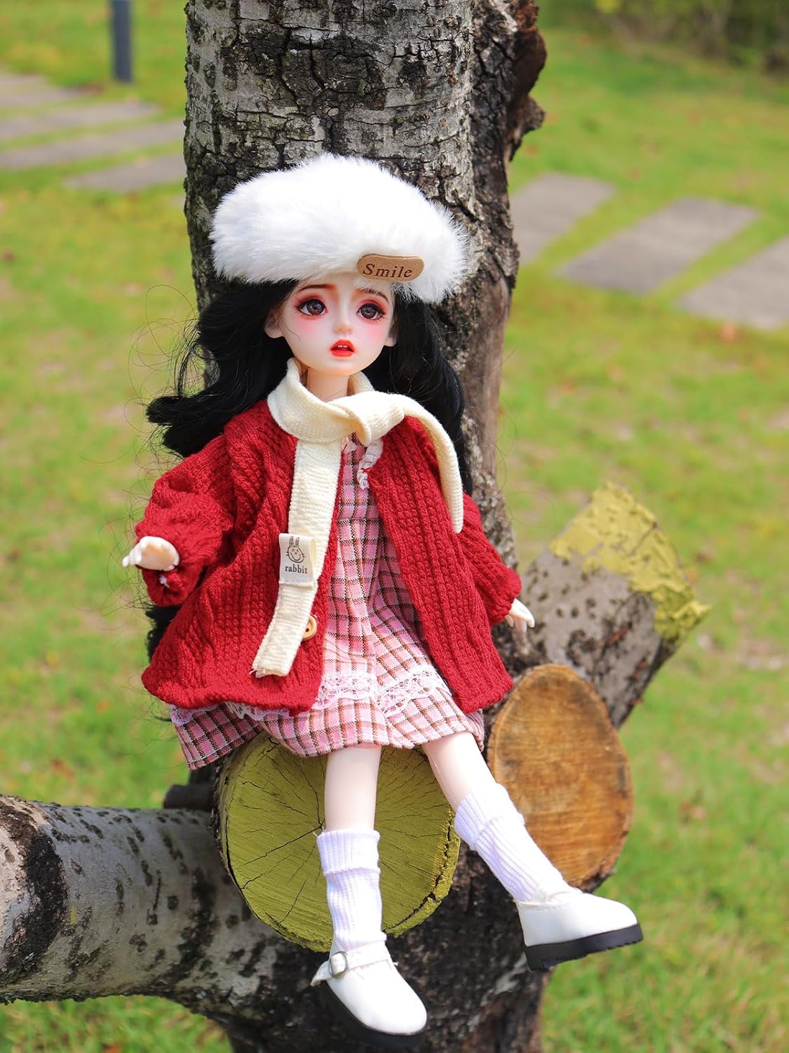 Condition photo showing New/Like New for original anime bjd dolls - 1/6 30cm ball jointed doll with hand-painted face & full outfit, christmas halloween easter birthday valentine (red)