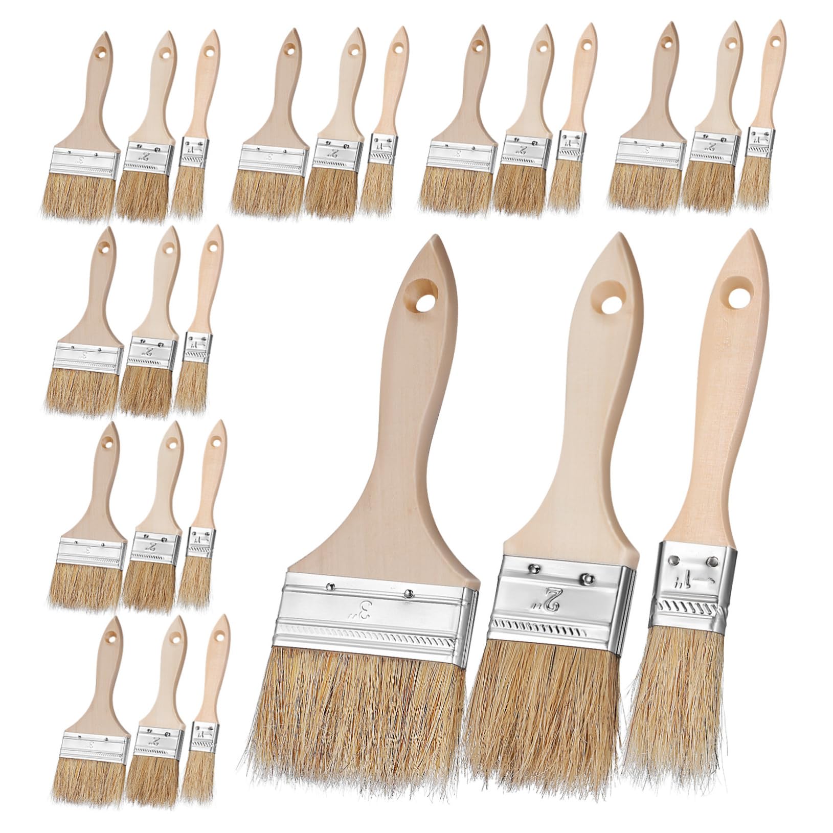 Uonlytech 48piezas Pinceles De Pintura De Cerda Natural Mango para Pintura Limpieza y Cocción Herramienta Versátil para Manualidades y Decoración