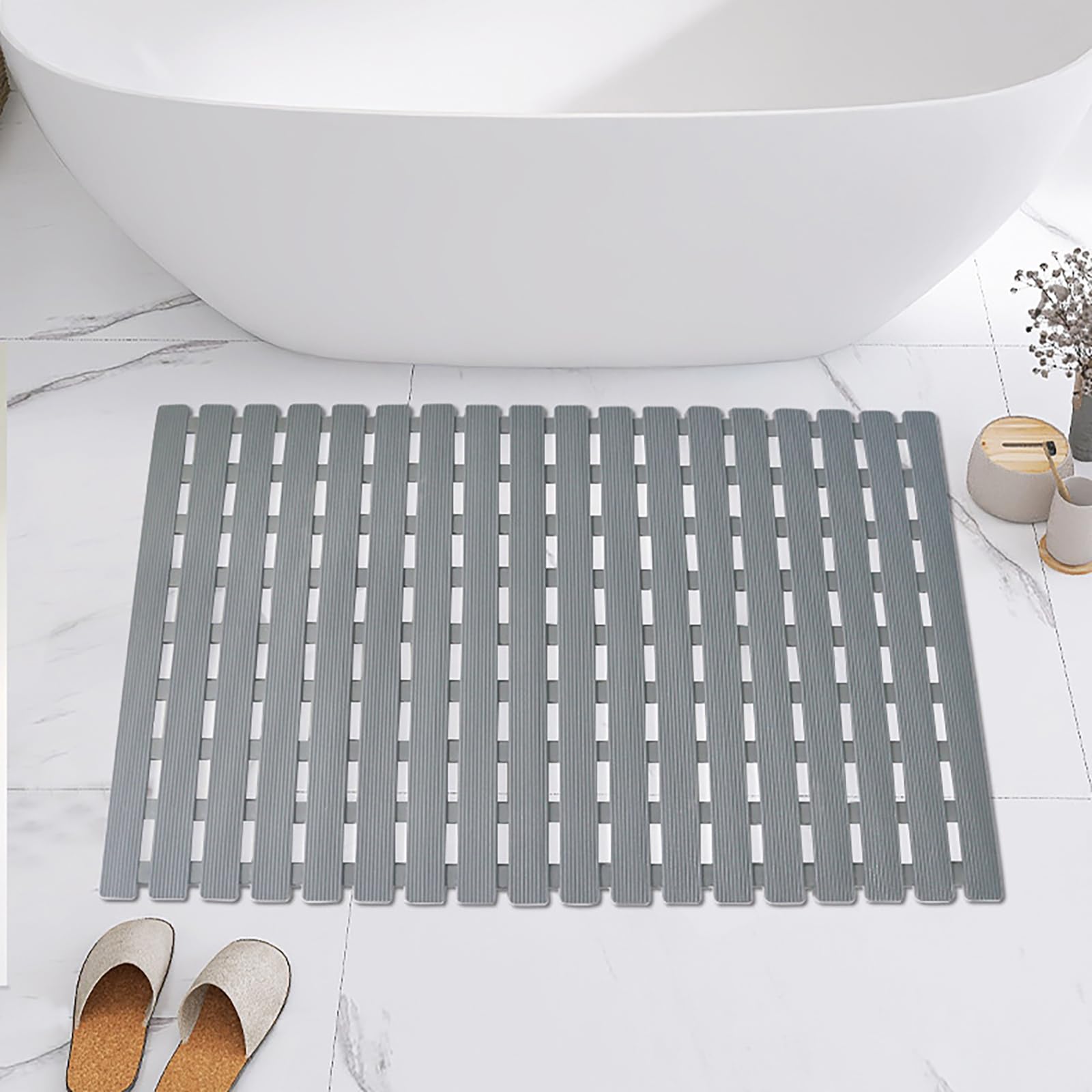 Minimalistisch Badewannenmatte Rutschfest mit Saugnäpfen Sicherheit Duschmatte Rutschfest Kinder Schnell Trocknende Badematte TPE Antirutschmatte Badewanne Hocheffiziente Drainage 40X63cm,B
