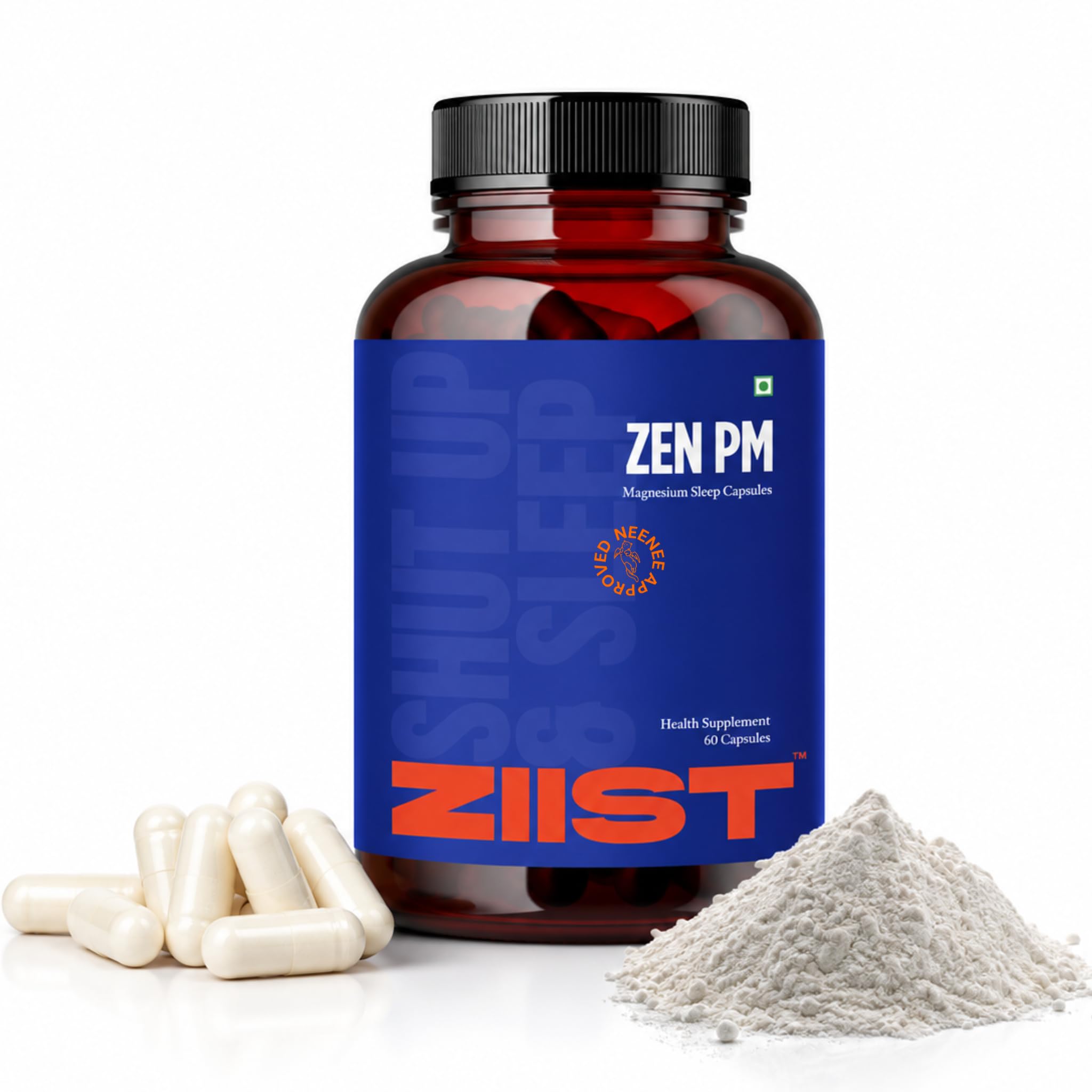 ZEN PM Sleep Recovery Supplement | High Absorption Magnesium Glycinate 600mg with 200mg Inositol | Supports Deep Sleep, Muscle Recovery & Nerve Health | Shut Up & Sleep |60 Vegetarian Capsules
