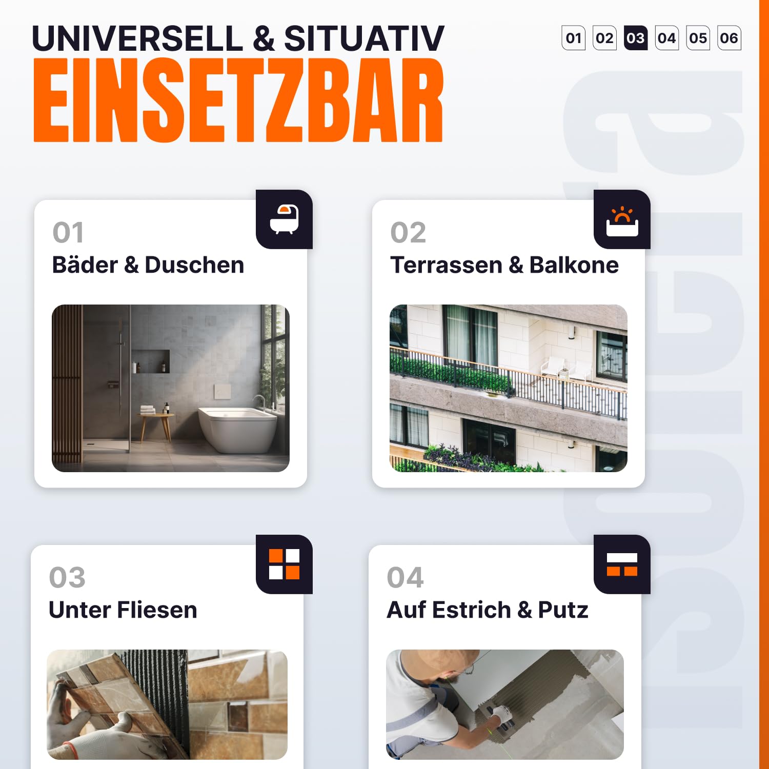 isolera Dichtbahn 30 m² – Abdichtungsbahn für Bad, Dusche, Balkon & Terrasse, vliesbeschichtet, wasserdicht & reißfest, ideal unter Fliesen & Belägen, Made in Germany