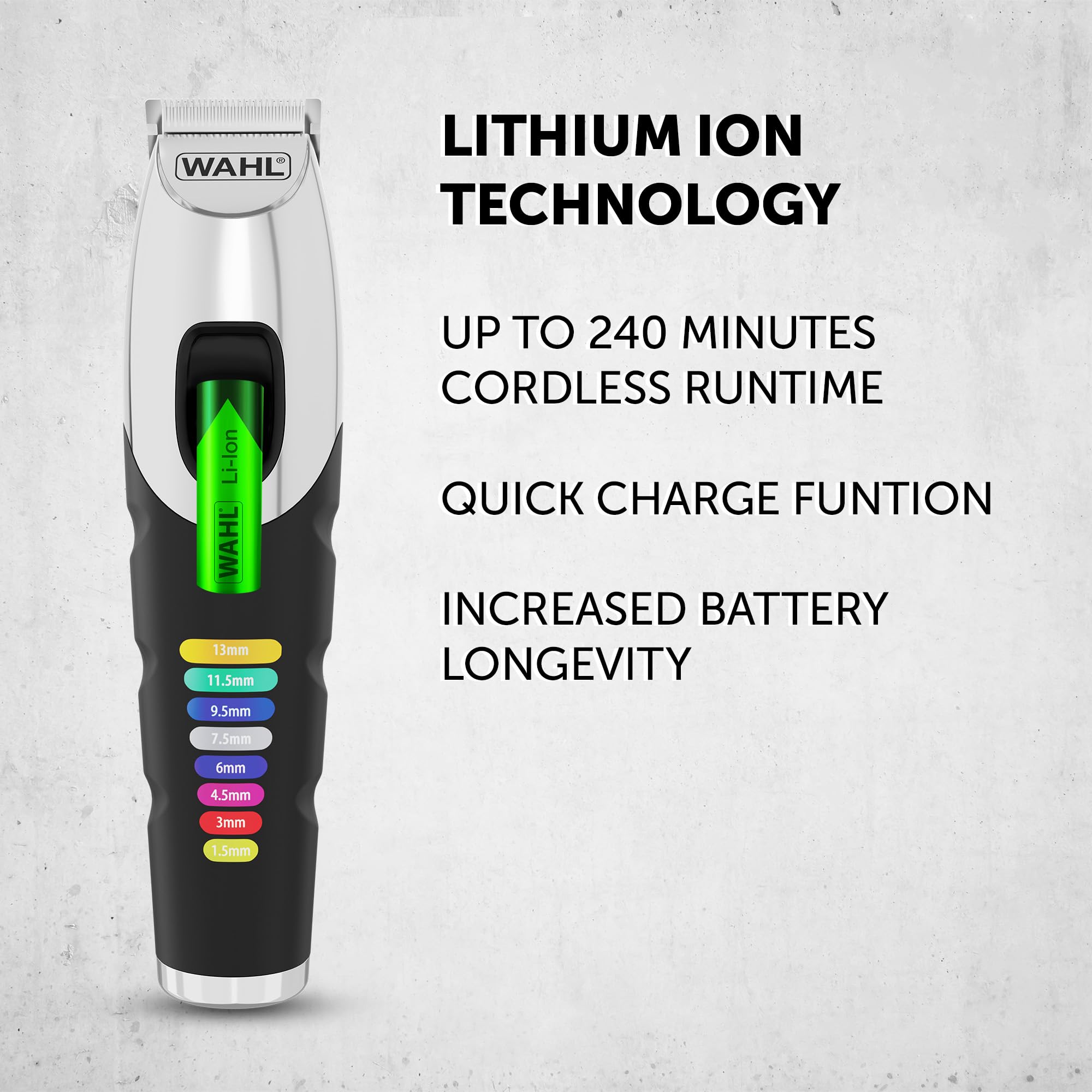 Wahl Tondeuse à barbe Colour Trim - Peignes de guidage innovants à code couleur - 240 minutes d'autonomie - Chargeur USB - Idéal pour la salle de sport et les voyages - Lames affûtées avec précision