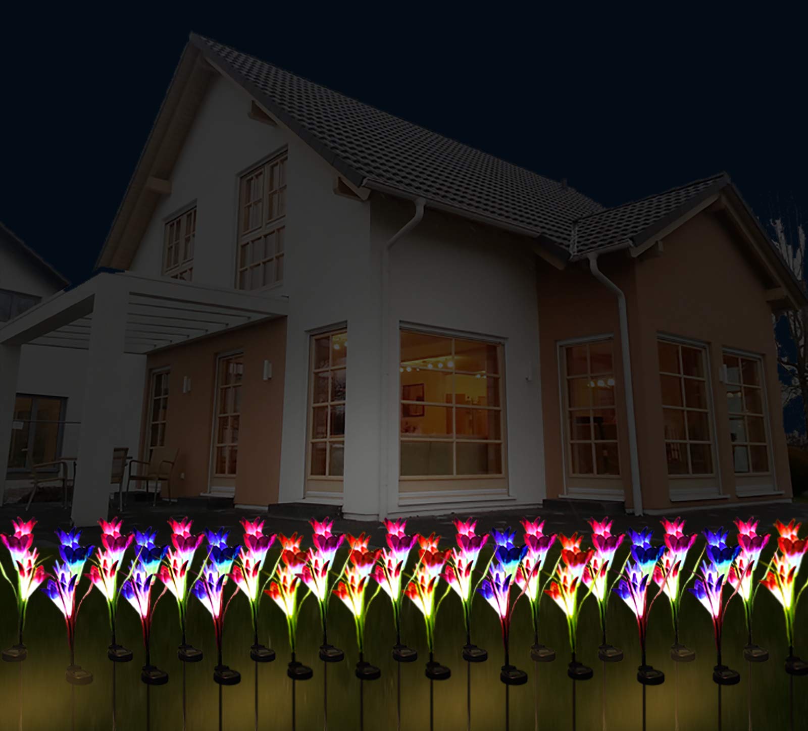 Flores Solares Exterior Jardin Láparas Colgantes Solares Al Aire Libre, 2 Piezas De Luces Solares Al Farolillos Solares Exterior