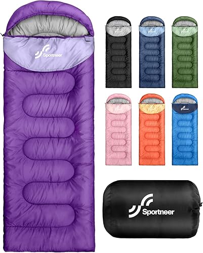 Miniatura 16 de Sportneer Saco de dormir para adultos y niños, para clima frío y cálido, impermeable, saco de dormir para acampar, senderismo, viajes Negro y gris