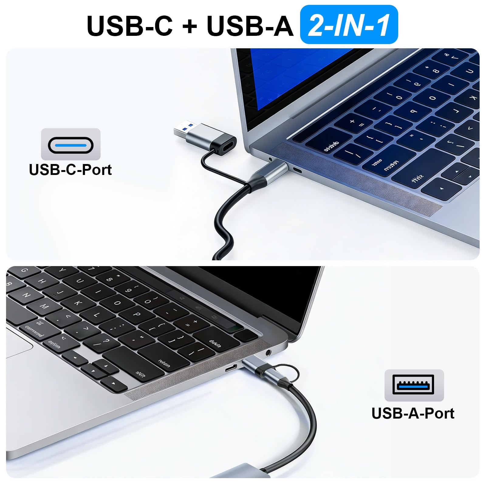 USB 3.0 Hub, USB C Hub, 8-in-2 USB Multi-Socket with USB 3.0 Port/SD/TF Card Reading/2 Usb-C Ports/3 USB 2.0 Ports, High Speed Compatible with MacBook/Pro/Mini,iMac,Surface,XPS,PC,Dell,Windows - 4