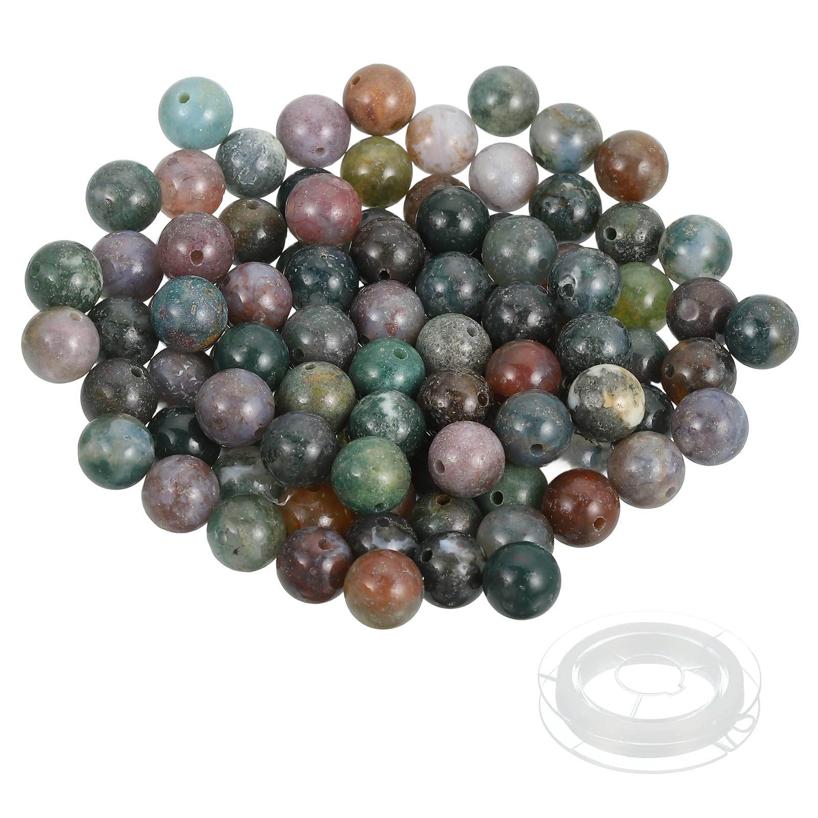 PATIKIL 8mm Indian Agate Beads, 100 Pcs Round Natural Gemstone Smooth Stone Beads Turquoise Genuine Stone for Bracelet Necklace Jewelry Making DIY
