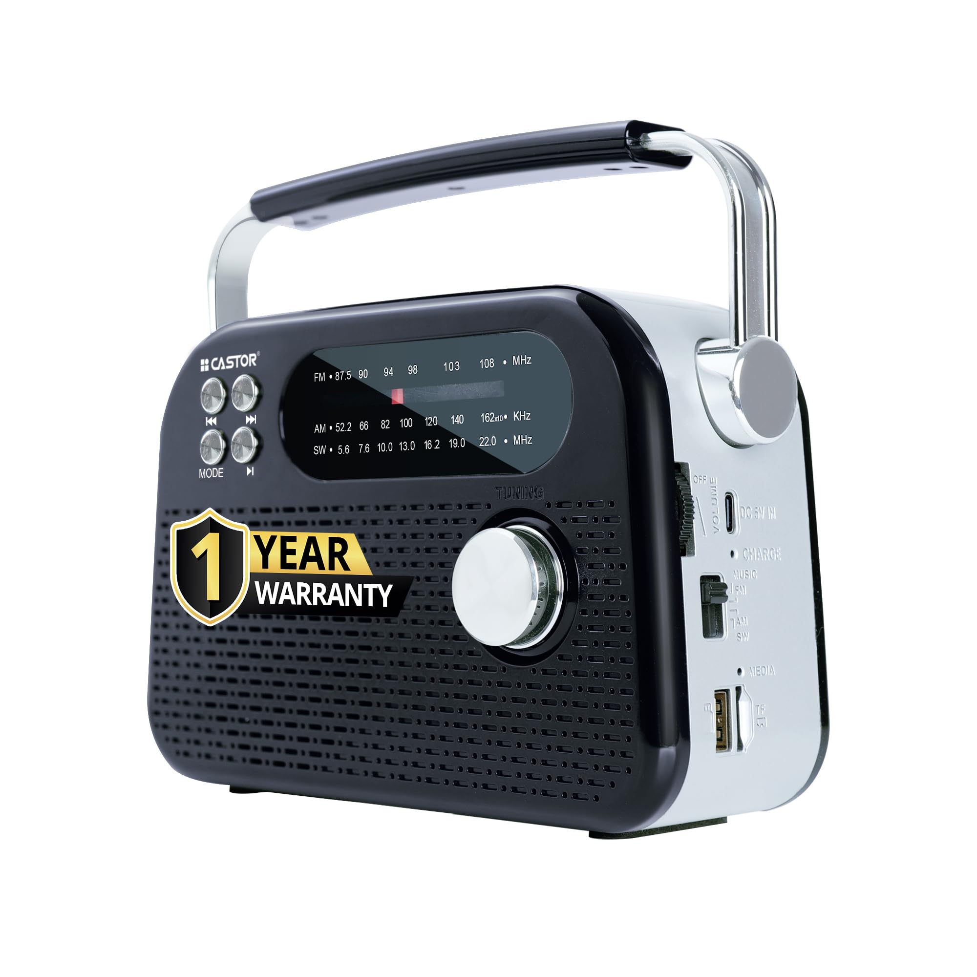 Sponsored Ad - CASTOR iBELL FM820BT Portable FM Radio with Bluetooth Speaker, Rechargeable Battery, USB SD MP3 Player & Dynamic Speaker 3 Band, Black