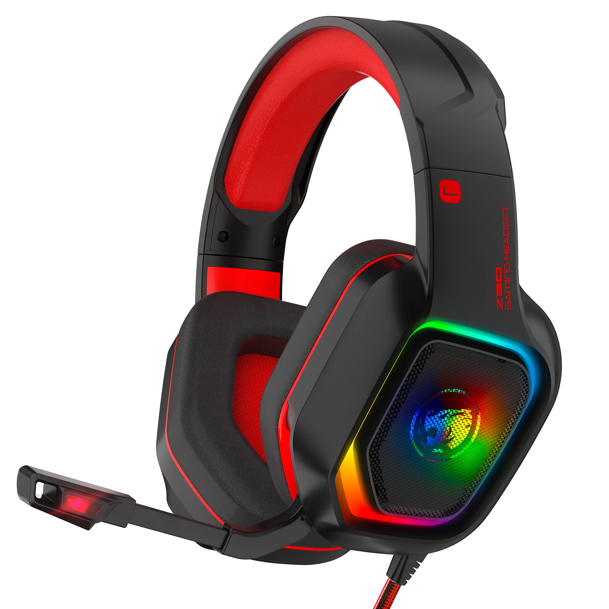 ZIUMIER Z30 Gaming Headset for PS4, PS5, Xbox One, PC, Wired Over-Ear Headphone with Noise Isolation Microphone, RGB Flowi...