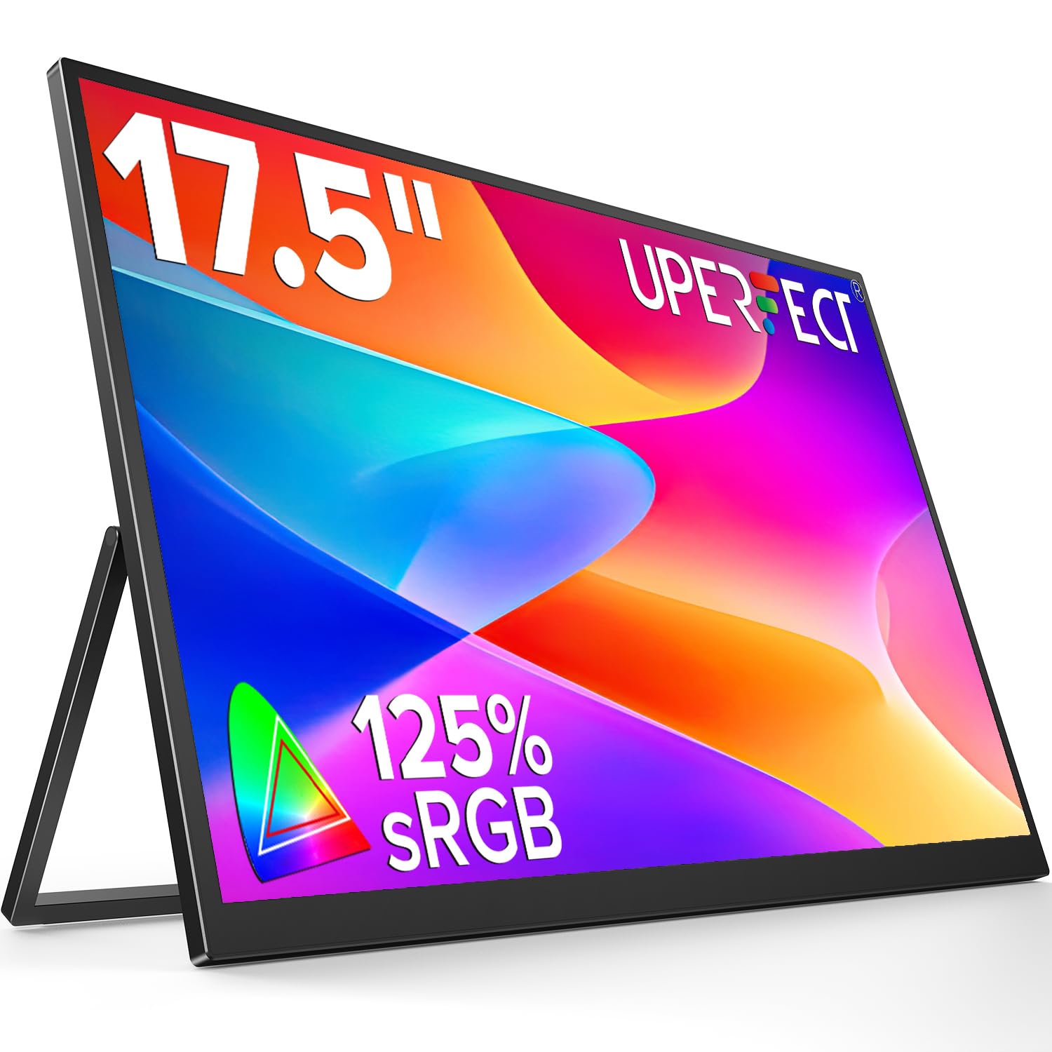 UPERFECT 17.5" Portable Monitor 1920×1200 FHD 16:10 IPS 125% sRGB 400 nits USB-C & HDMI Laptop Extender with 180° Adjustable Stand, Travel Second
