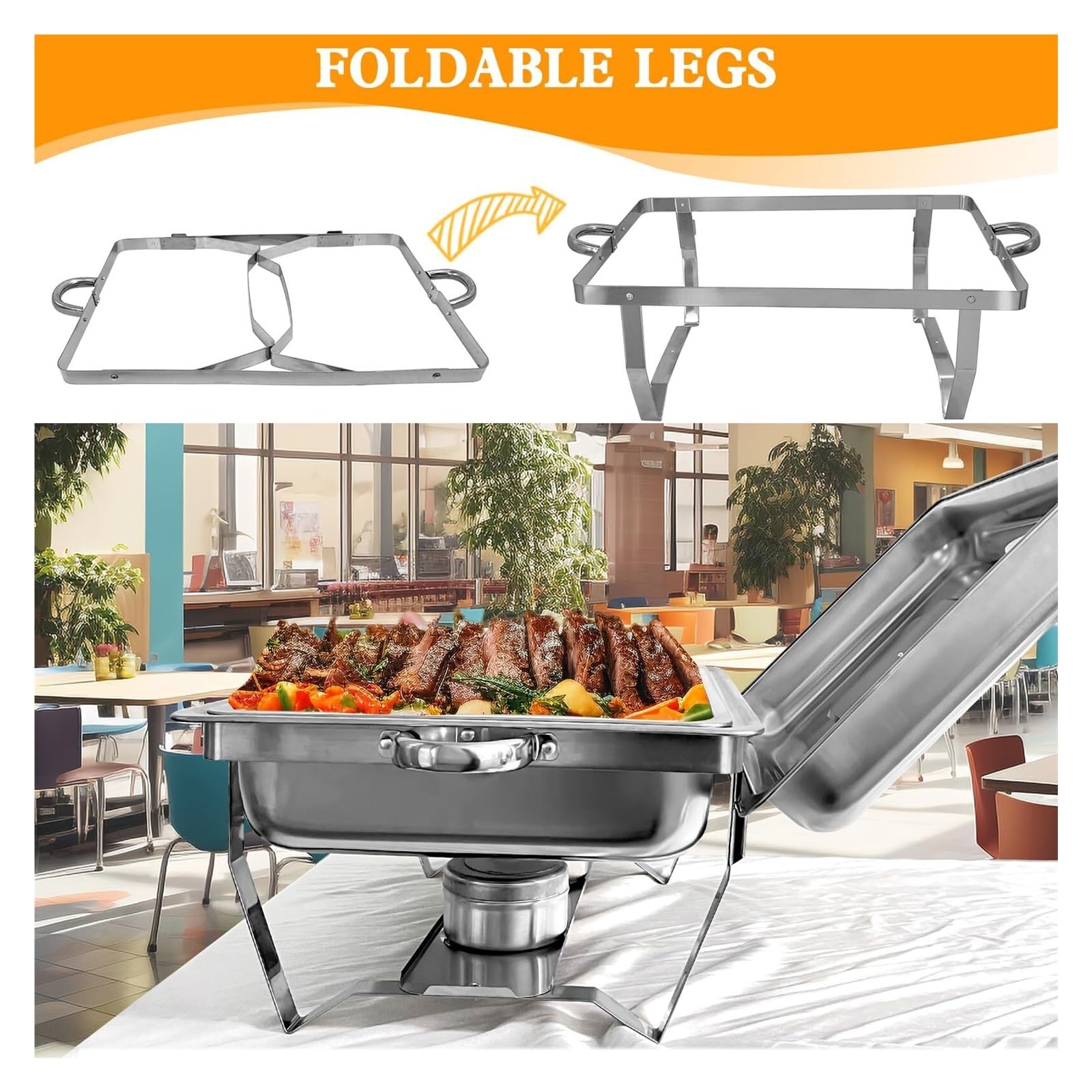 Juego de Buffet de Platos Calentadores de Acero Inoxidable
