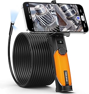 Wireless Endoscope Camera with Light, Teslong 1080P Handheld WiFi Inspection Camera for iPhone & Android Phone, 2.0 Megapixels Mechanic Fiber Optic Bore Scope, 16ft Flexible Wall Snake Cam-Dual Lens