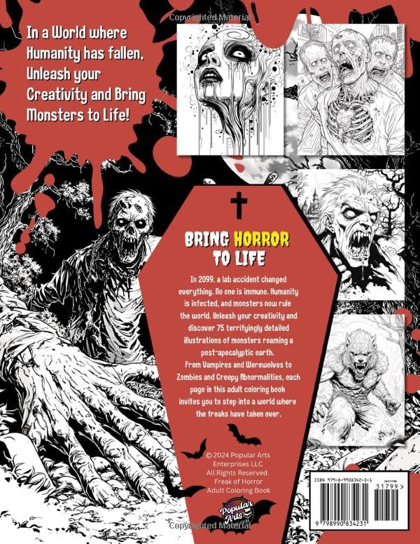 Freak of Horror Coloring Book: 75 Large Print Intricate Illustrations Featuring Scary Dark Fantasy Abnormality, Creepy, & Gory Monsters for Adults and Teens, Enjoy Mindfulness and Relaxation - Image 2