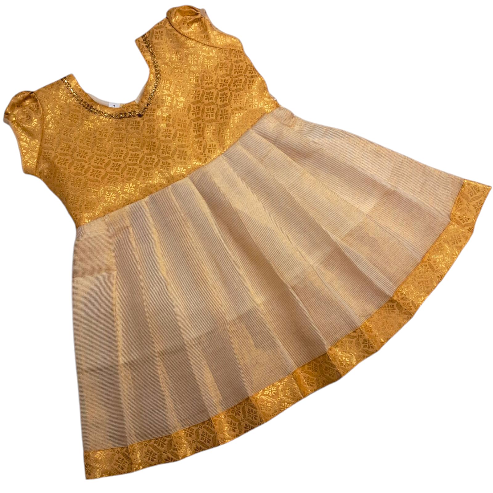 LOTUS ETHNICBaby Girl's Kerala Tissue Cotton Frock Pattu Pavadai LEHENGA CHOLI Chaniya Choli (0-5 Years)