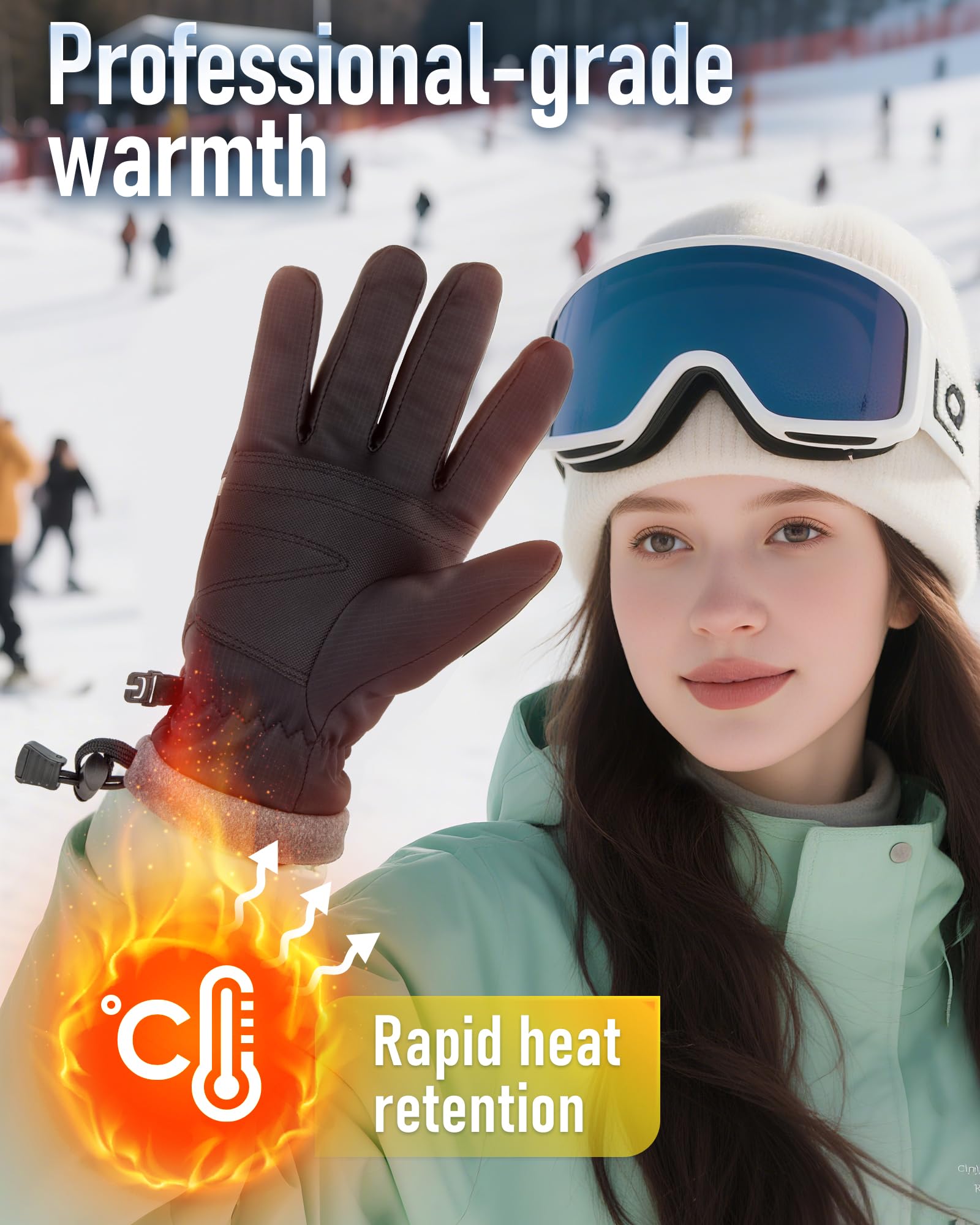 Guanti Invernali Touchscreen Donna e Uomo, Guanti da ciclismo termici invernali, antivento, Sportivi Snowboard Sottili Scooter Mtb Ciclismo Bici Running Lavoro Guida Moto, Nero, M