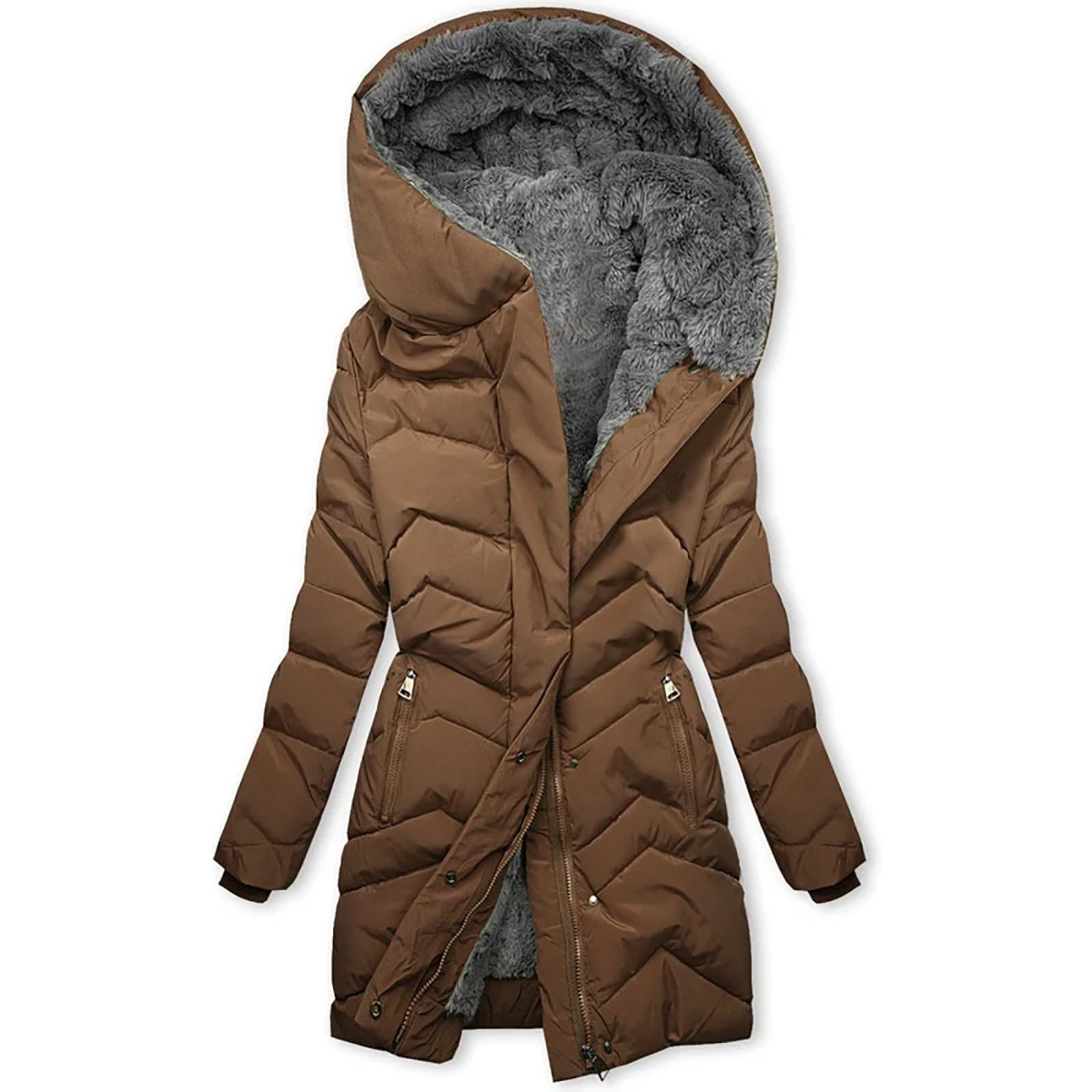Wintermantel Damen,Warm Gefüttert Steppjacke Lange Elegant Damenmantel Langarm Winter Parka Jacke mit Kapuze Winterparka Mantel Sportjacke Winddicht Outdoorjacke Winterjacke Damen Warm übergangsjacke