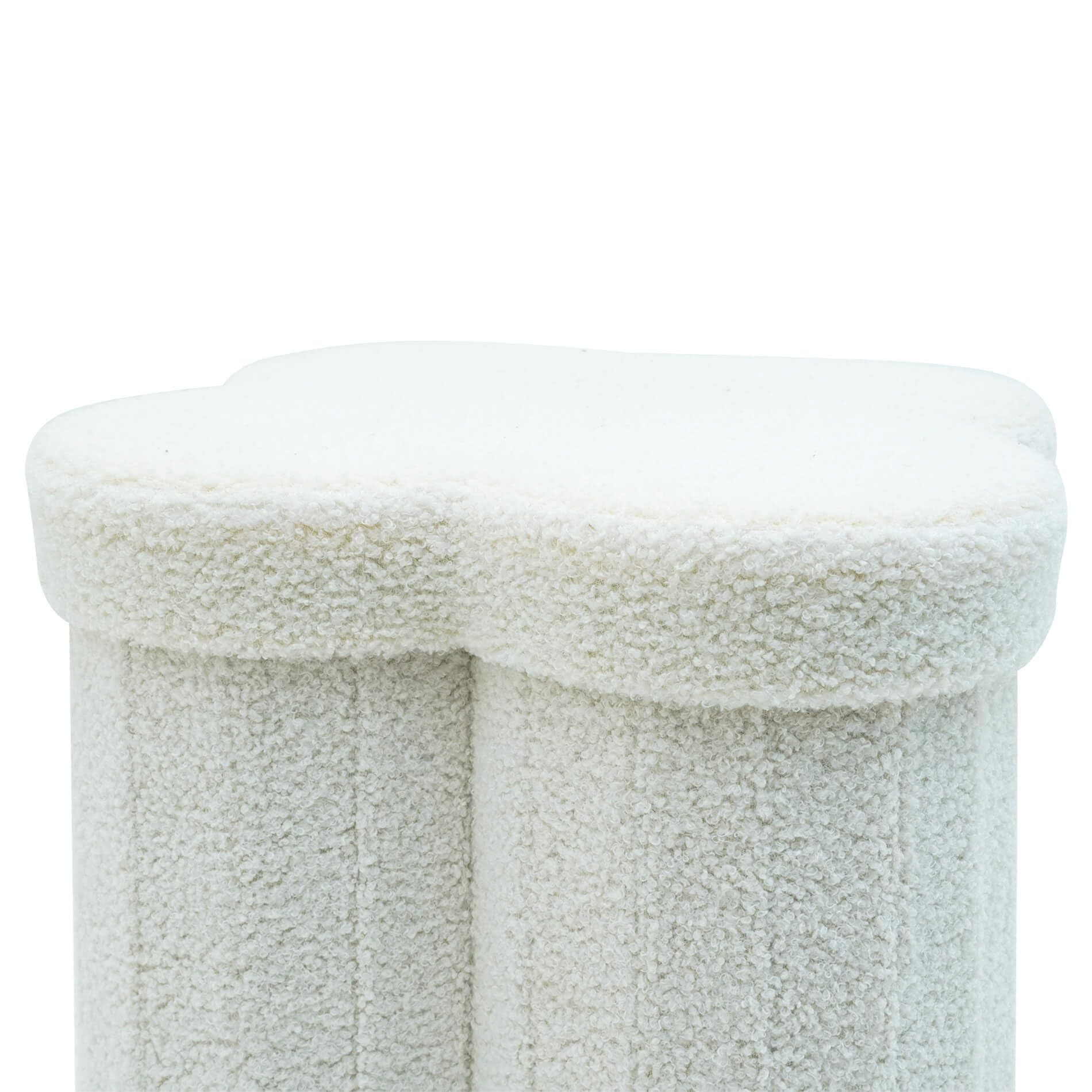 Rebecca Mobili Pouf pour Chambre d'enfant, Pouf de Rangement, Blanc, Tissu Polyester MDF, en Forme de Nuage, avec Couvercle, Pliable - Dimensions HxLxP: 40 x 40 x 40 cm - Art. RE7063