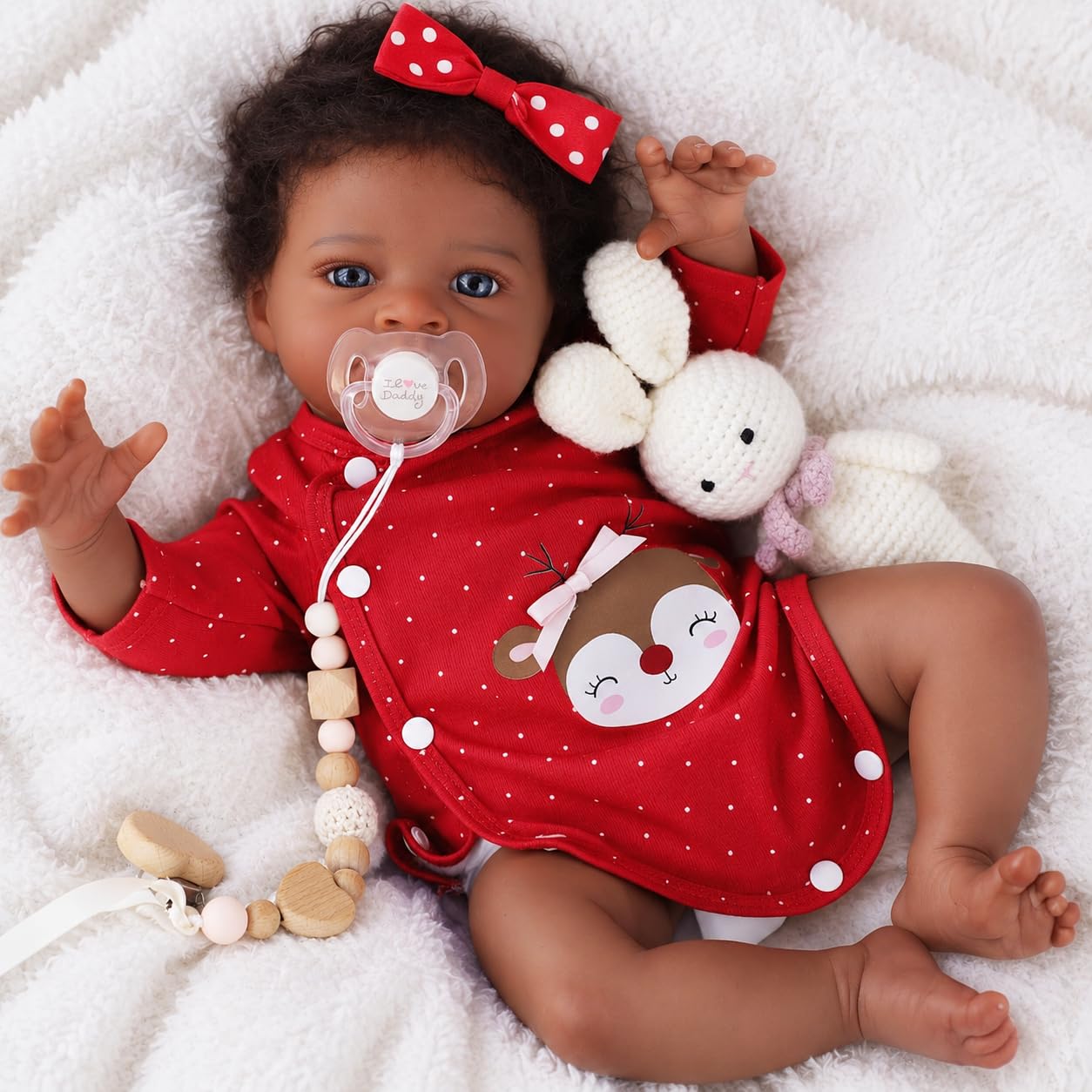 SCOM Reborn Baby Dolls Black Girl - 20 Inch African American Realistic Newborn Girl Doll, Lifelike Weighted Soft Body, Christmas Birthday Gift for Kids Age 3+