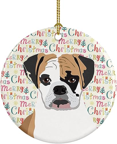 Carolines Treasures WDK2151CO1 - Adorno de cerámica navideño de Bulldog inglés tricolor 2 3 pulgadas multicolor