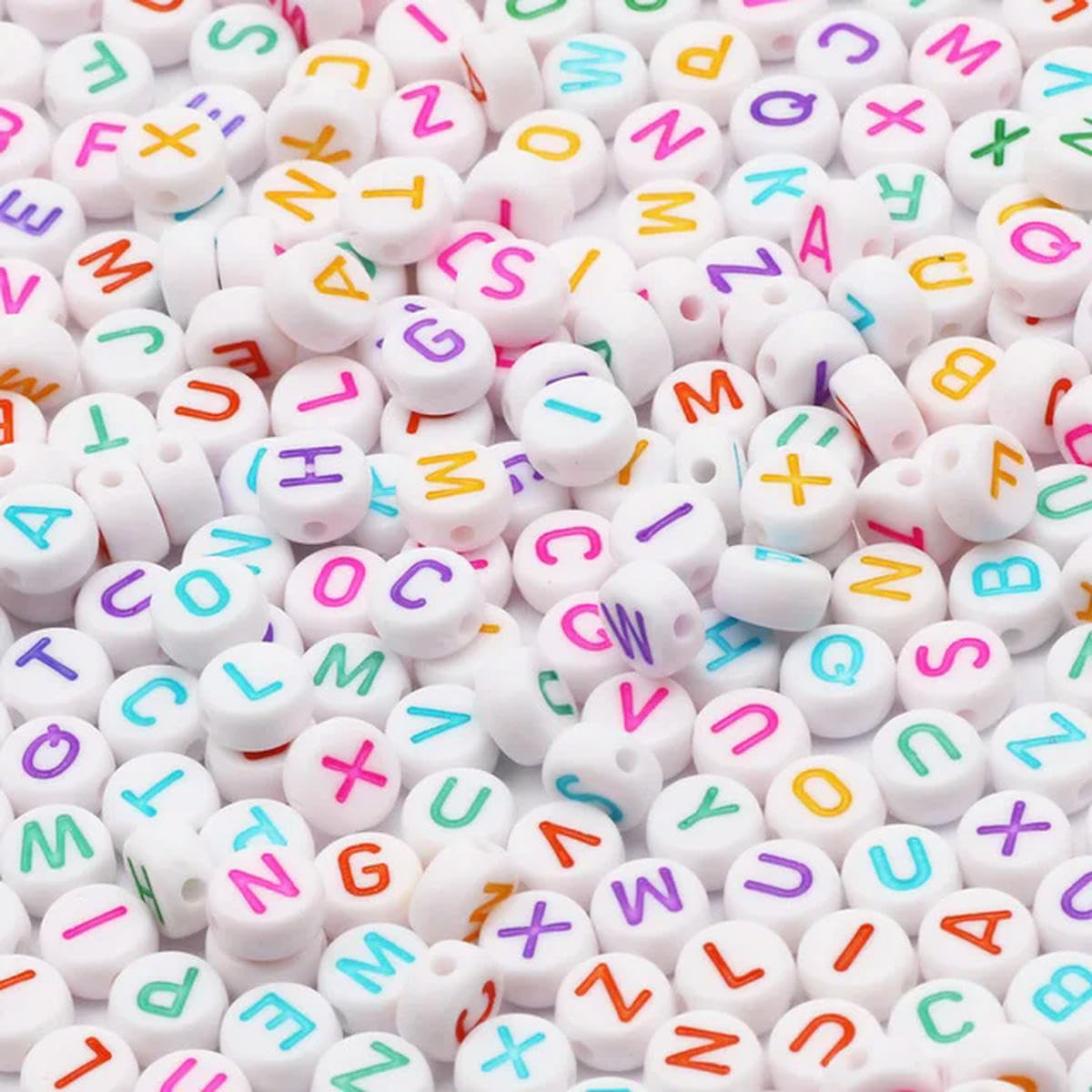 HUIOYG 100Pcs Acrylic Flat Letter Beads Alphabet Spacer Loose Bead for DIY Jewelry