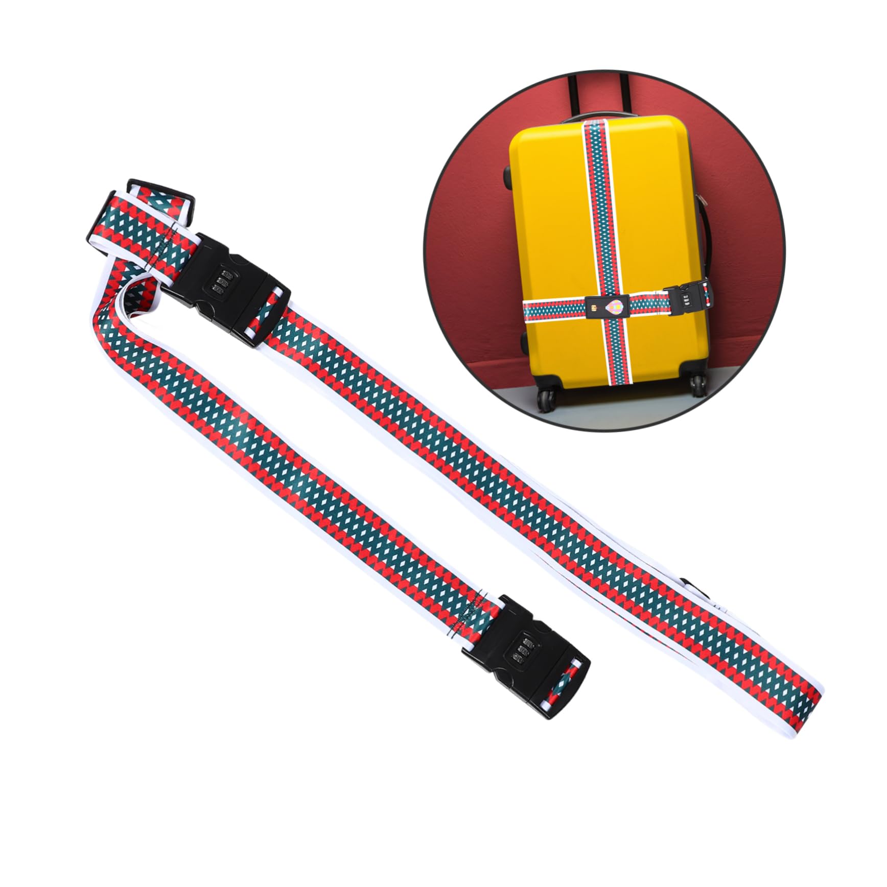 3 Stück Verstellbarer Koffergurt mit Doppel Zahlenschloss Cartoon Muster Kreuz Packgurt aus Robustem Polyester Sicheres Gepäckband für Reise und Geschäftsgepäck Auffälliger