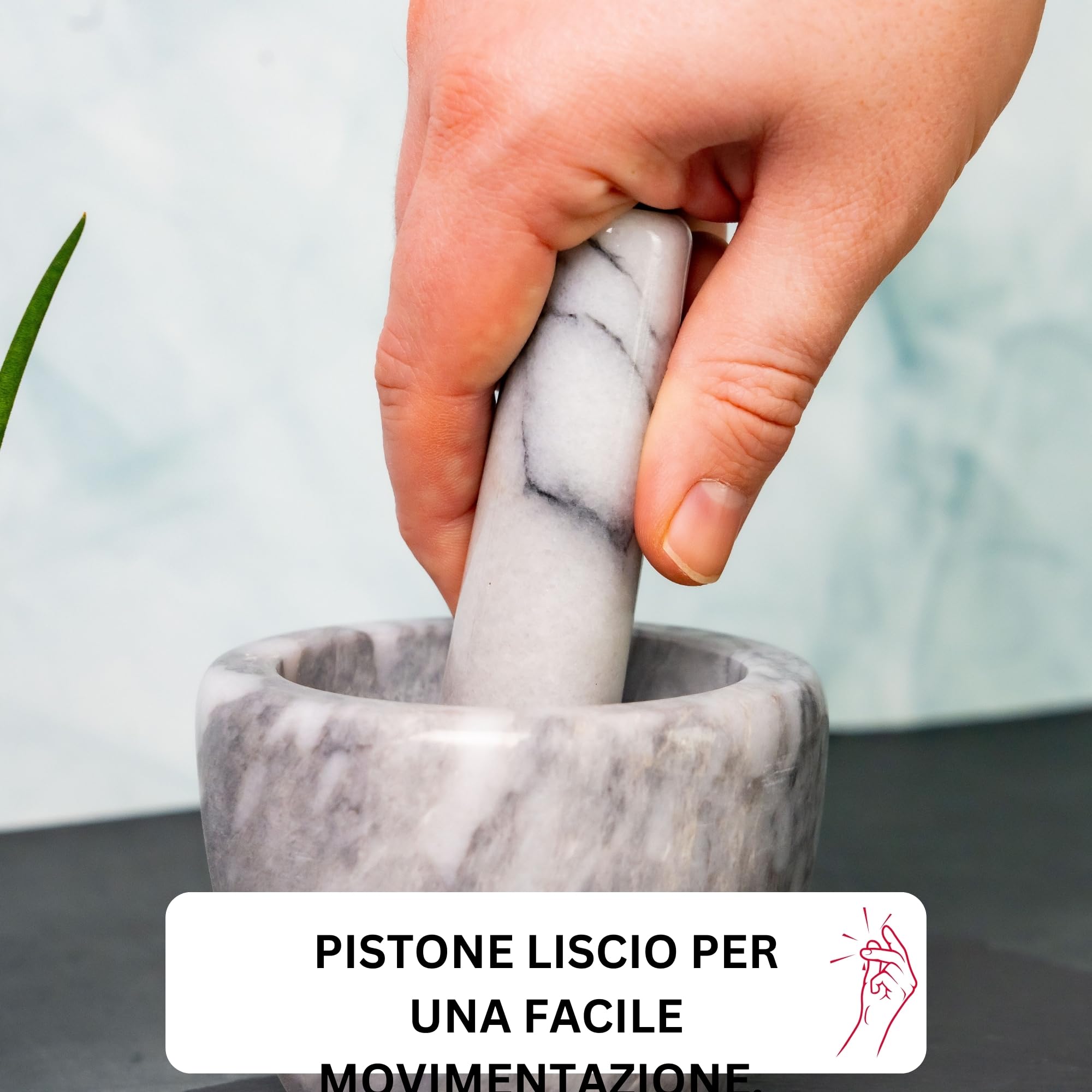 Westmark Mortaio con pestello in marmo, alto, diametro interno: ca. 7,5 cm, Gourmet, bianco/grigio, 69592260