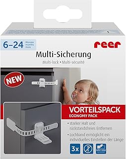 reer Seguridad infantil 72020 según DIN EN 16948, para armarios y cajones y mucho más, 3 unidades, color blanco