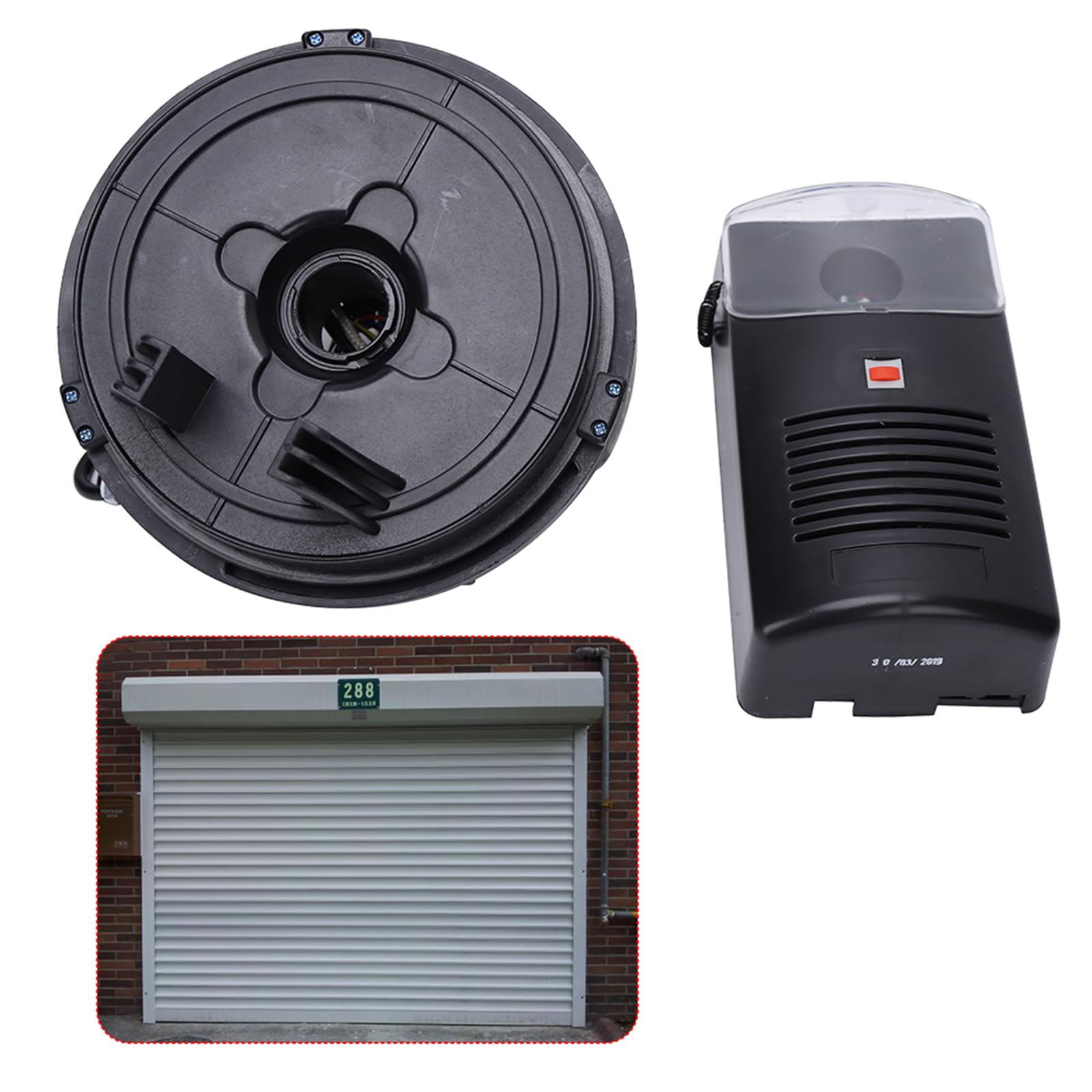 Automatic Roller Door Opener, Electric Roll Up Garage Door Opener 110V 80W Garage Rolling Door Opener with Control Box Door Opening Motor Pulling Force 250N Max Control Distance 164FT