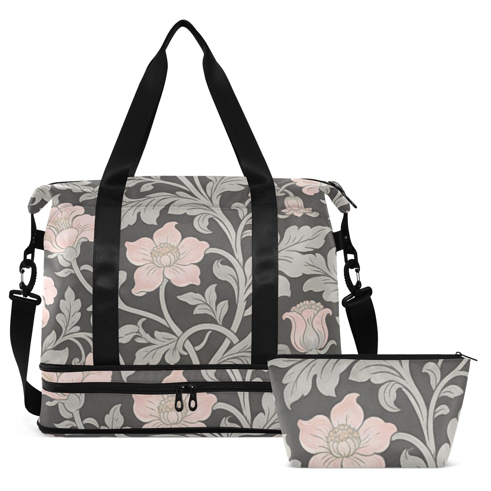 William Morris - Bolsas de lona gris con bolsillo húmedo con correa ajustable, bolsa de entrenamiento deportivo para yoga, impermeable, para hombres y mujeres