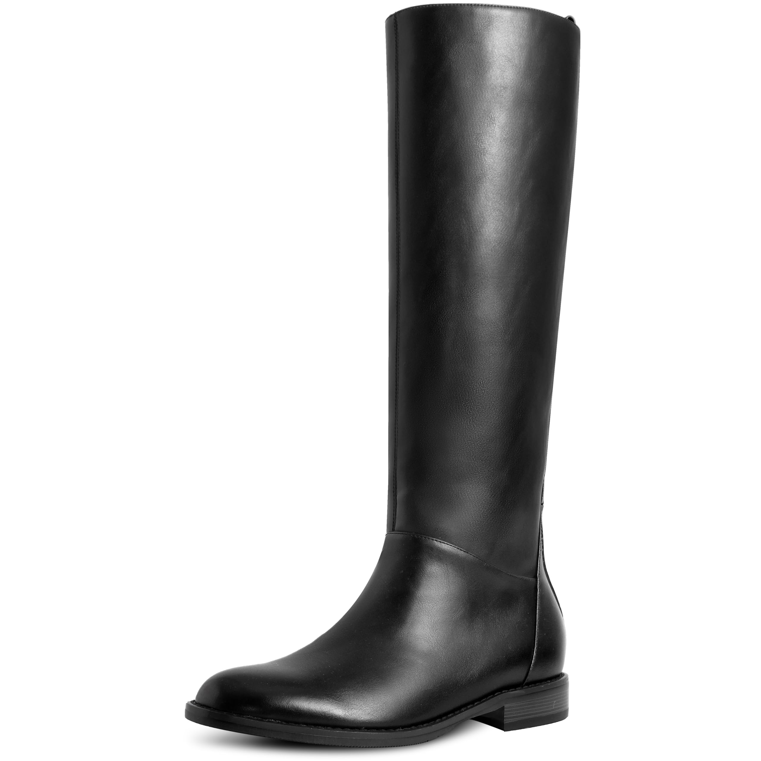Womens Boots Knee High Flat Round Toe Low Heel Comfortable Side Zipper Long Tall Fall Riding Boots for