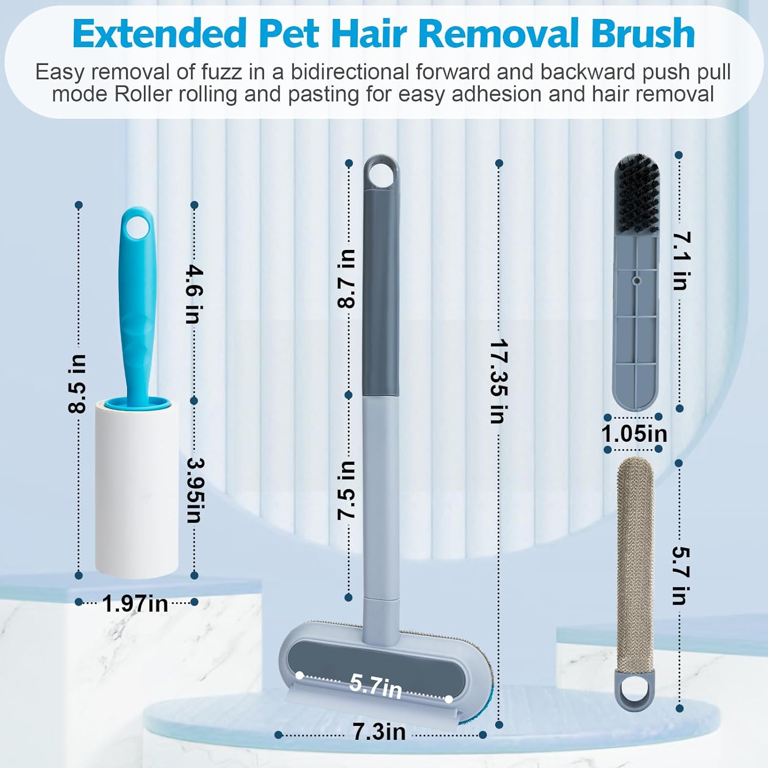 Pet Hair Remover for Couch With Sticky Lint Roller Pet Hair Removal Tool（Combination Use of Forward Push Backward Pull, Excellent Effect）Dog Cat Hair Remover for Couch, Seat, Furniture, Sheet, Blanket