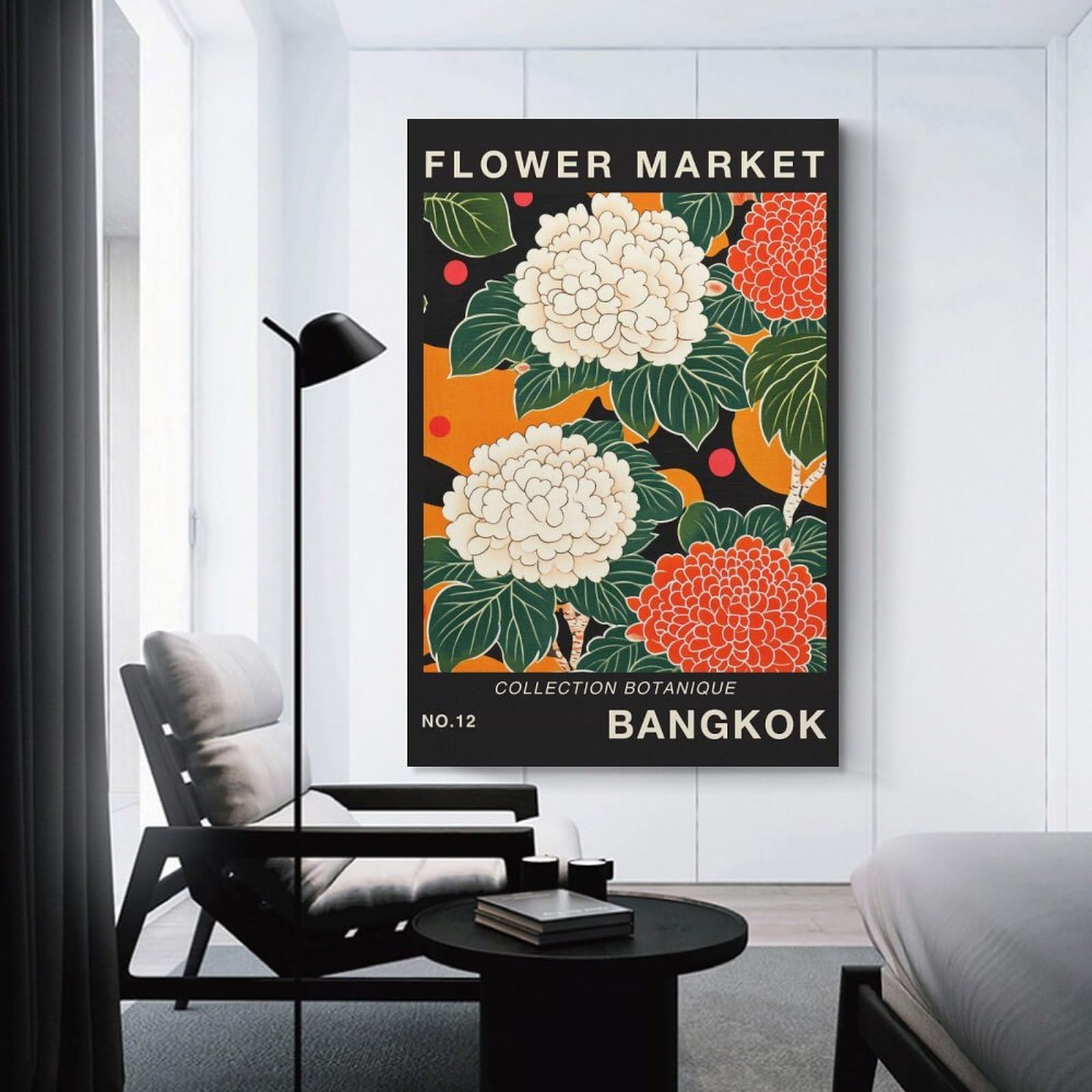 Junmoney Decorative Canvas Print Bangkok Flower Market Print, 20x30inch(50x75cm), for Home Office, Desk Area Or Studio, Home Office Artwork with Decorative Appeal