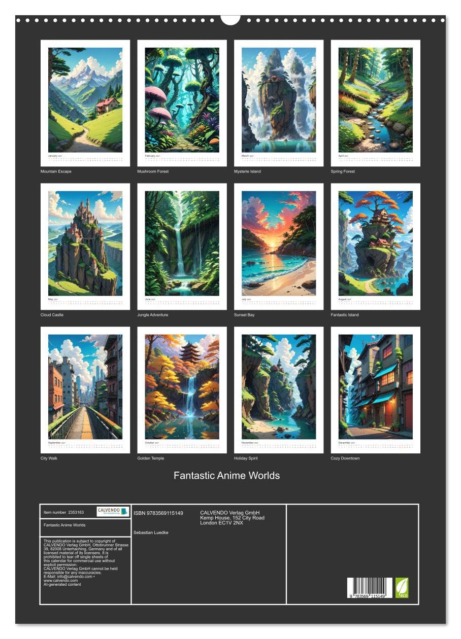 Fantastic Anime Worlds (Wall Calendar 2027 DIN A2 portrait), CALVENDO 12 Month Wall Calendar: A journey through fantastic anime worlds.